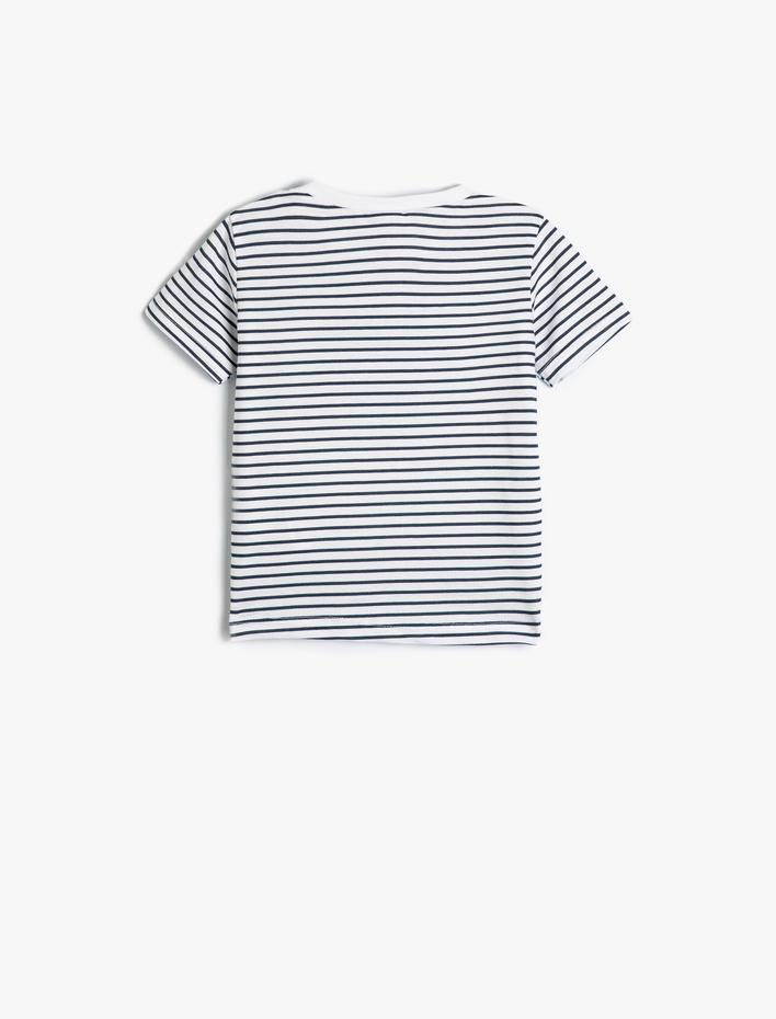 Erkek Bebek Tişört Kısa Kollu Bisiklet Yaka Fil Baskılı Pamuklu