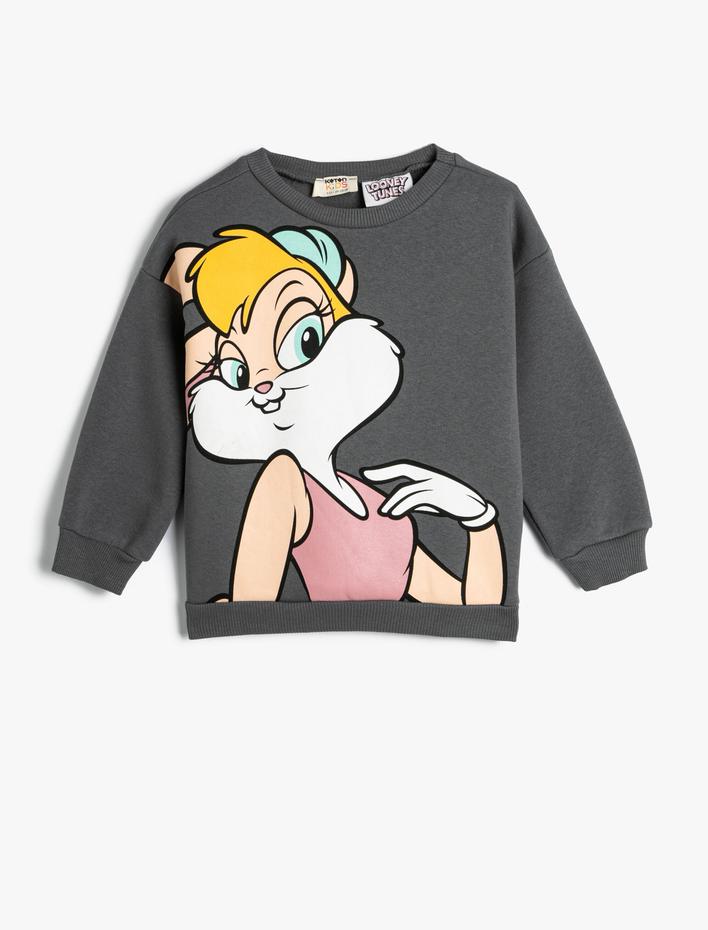 Kız Çocuk Lola Bunny Sweatshirt Lisanslı Uzun Kollu Bisiklet Yaka Şardonlu