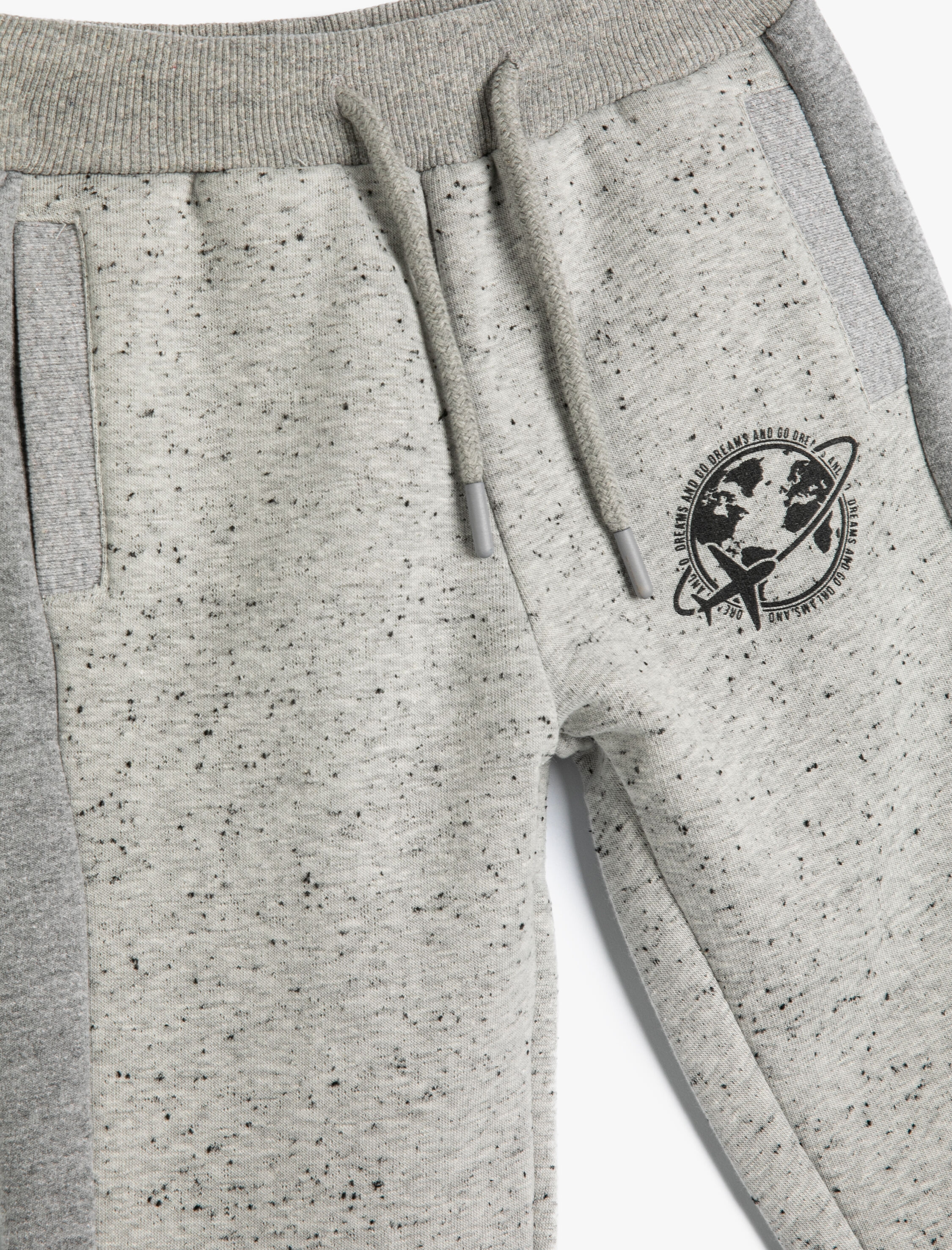  Erkek Çocuk Jogger Eşofman Altı Baskı Detaylı Beli Bağlamalı Cepli Şardonlu