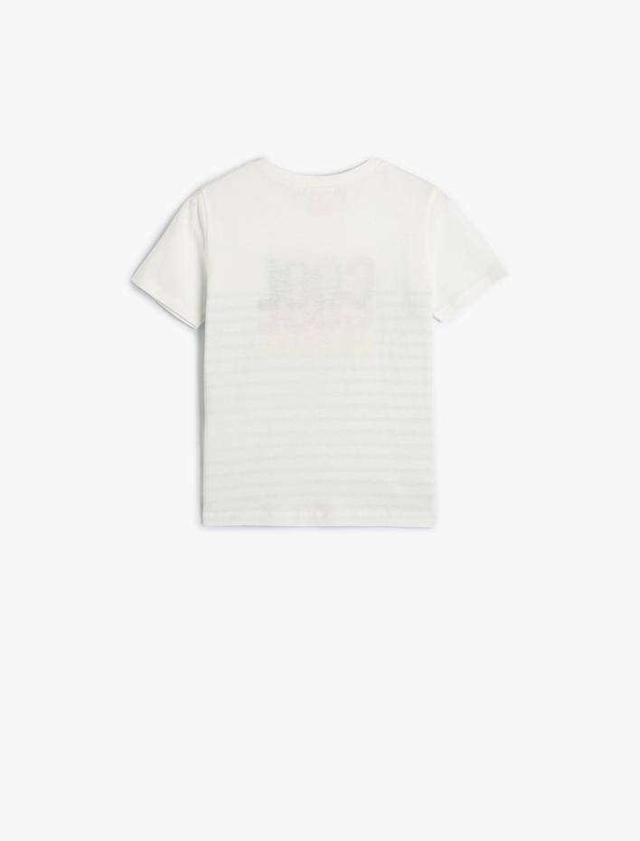 Erkek Bebek Tişört Baskı Detaylı Kısa Kollu Bisiklet Yaka Pamuklu