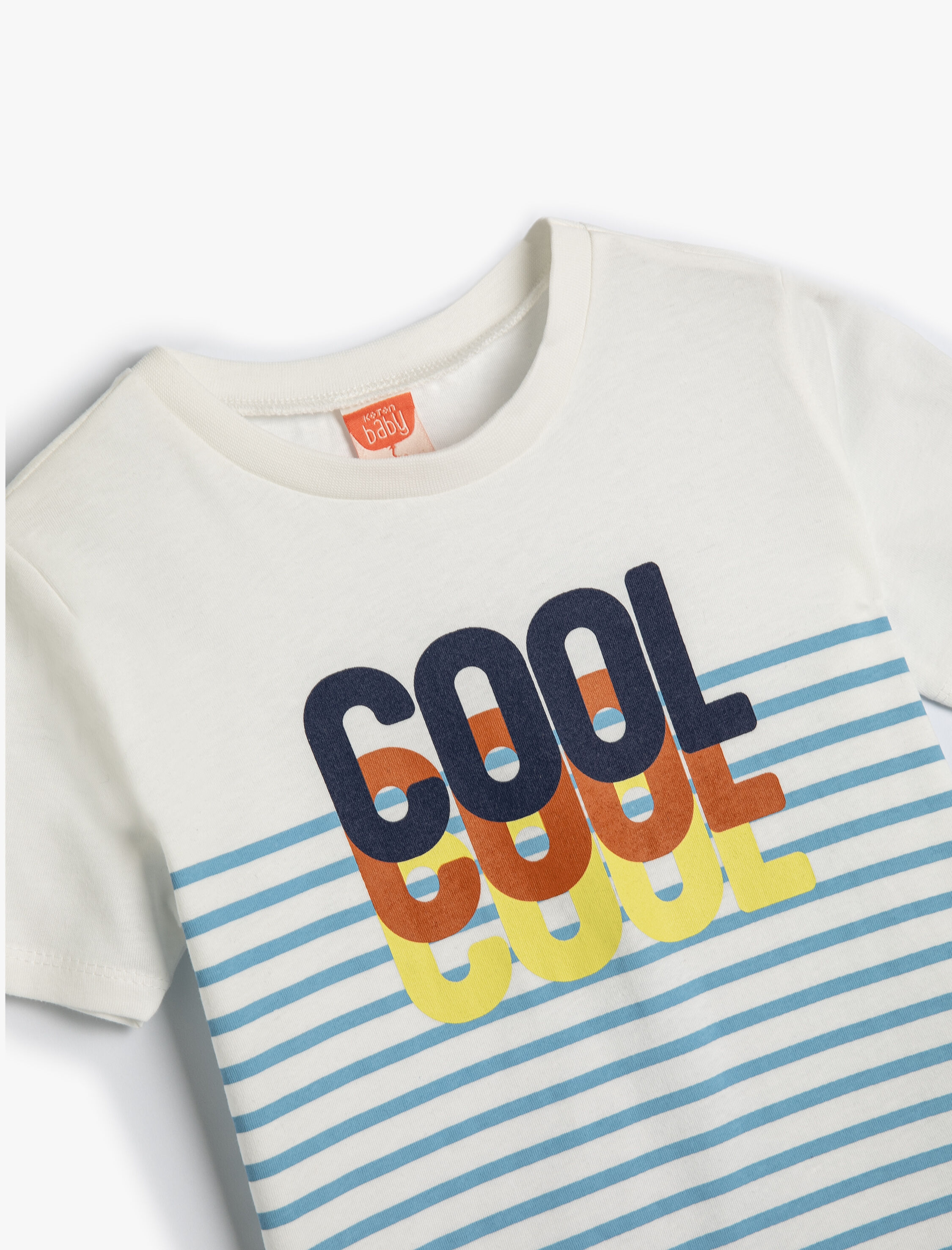  Erkek Bebek Tişört Baskı Detaylı Kısa Kollu Bisiklet Yaka Pamuklu