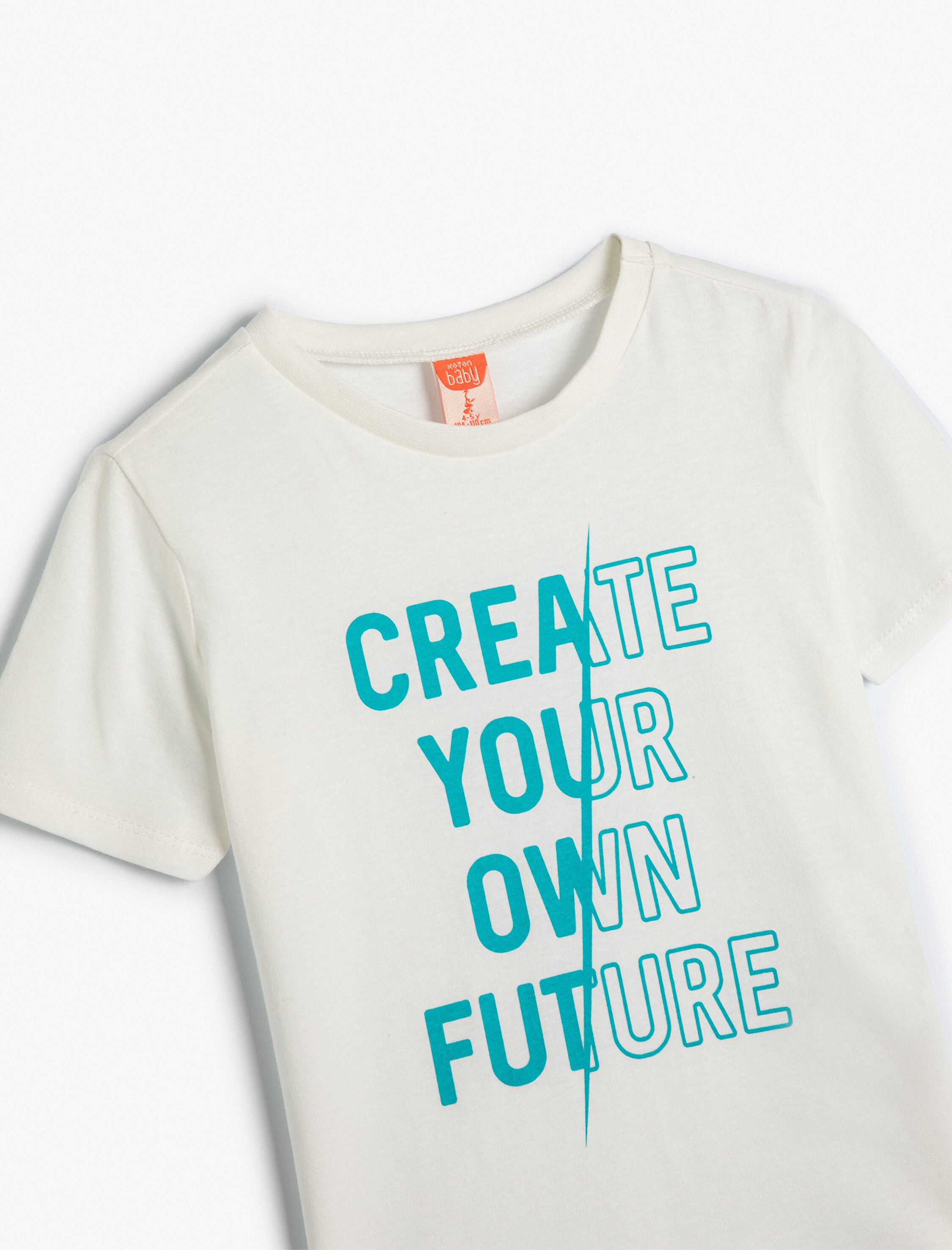  Erkek Bebek Tişört Baskı Detaylı Kısa Kollu Bisiklet Yaka Pamuklu