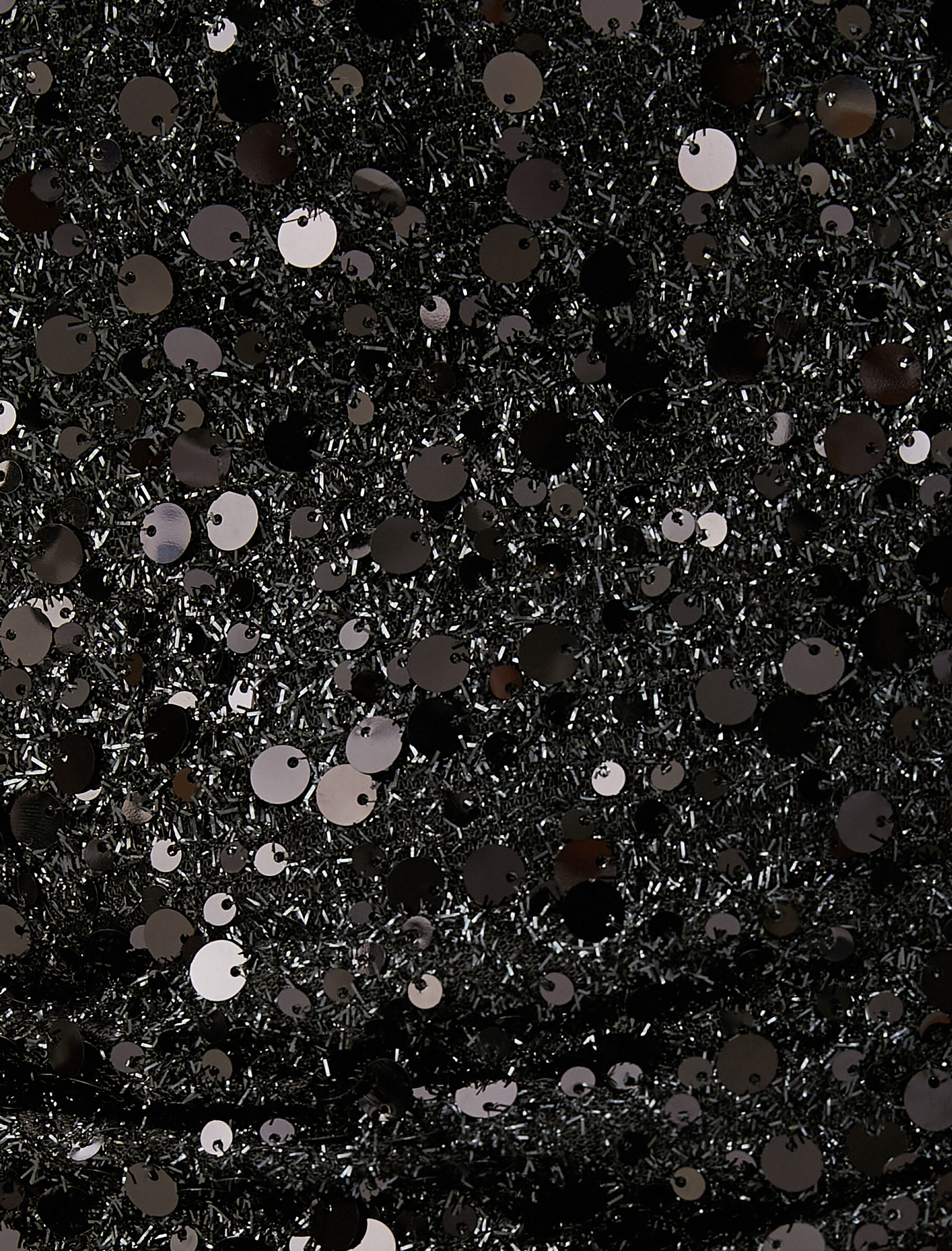   Payetli Elbise Uzun Omzu Açık Uzun Kollu Yırtmaçlı