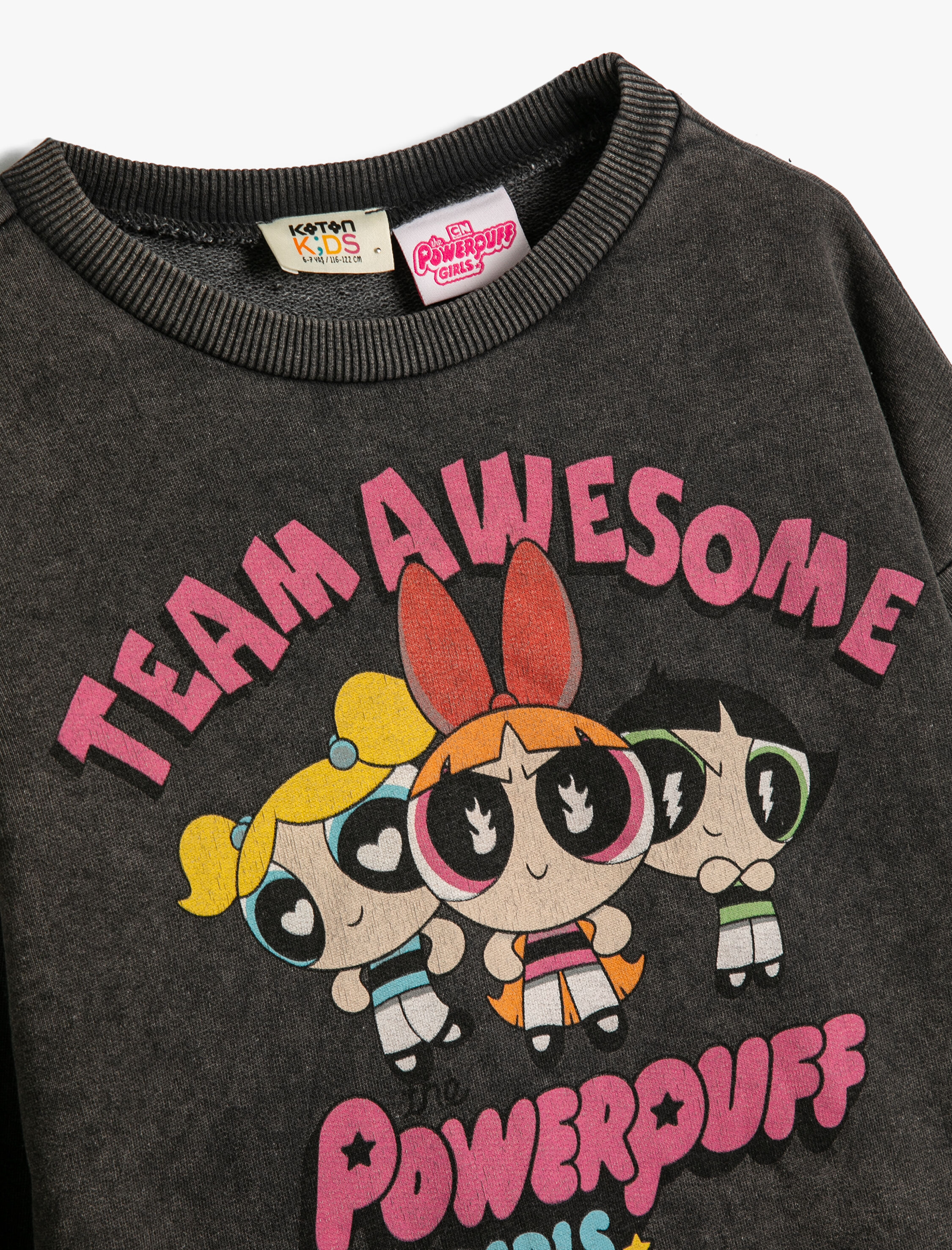  Kız Çocuk Powerpuff Girls Sweatshirt Lisanslı Uzun Kollu Bisiklet Yaka Şardonlu