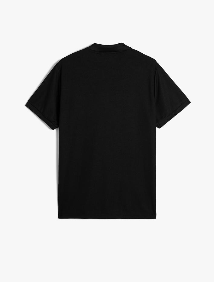  Polo Yaka Spor Tişört Düğme Detaylı Kısa Kollu