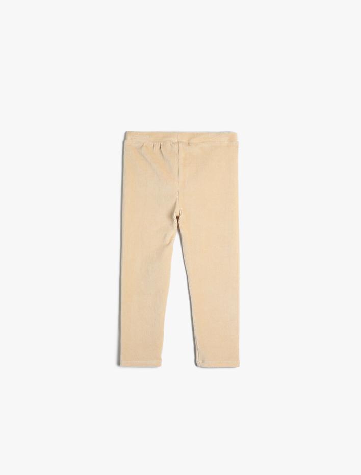 Kız Bebek Basic Kadife Tayt Cep Detaylı Beli Lastikli