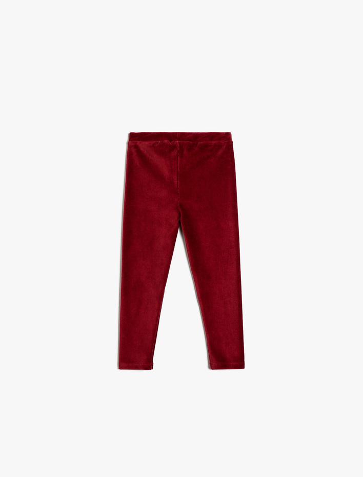 Kız Bebek Basic Kadife Tayt Cep Detaylı Beli Lastikli