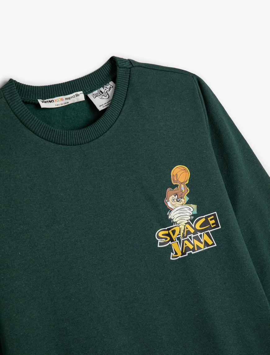  Erkek Çocuk Sweat Space Jam Baskılı Lisanslı Uzun Kollu Şardonlu