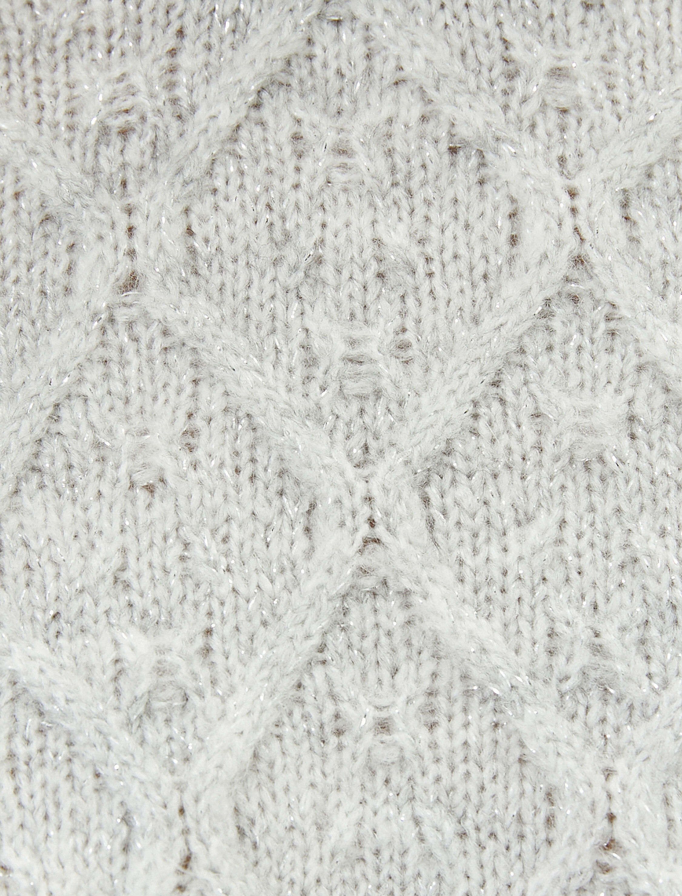   Fırfırlı Örgü Ajurlu Kazak Yumuşak Dokulu Dik Yaka Parıltılı