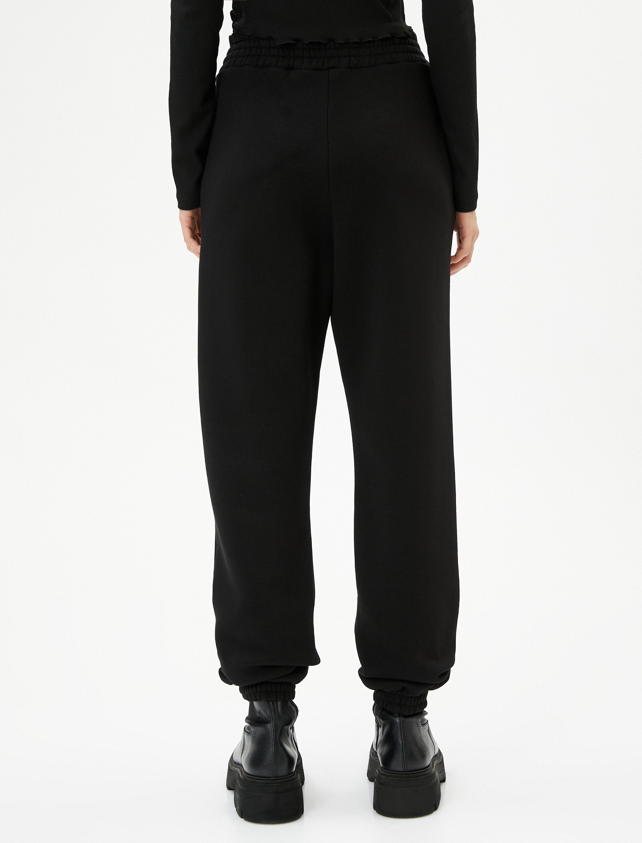   Şardonlu Asimetrik Kesim Jogger Eşofman Altı Cepli Rahat Kalıp