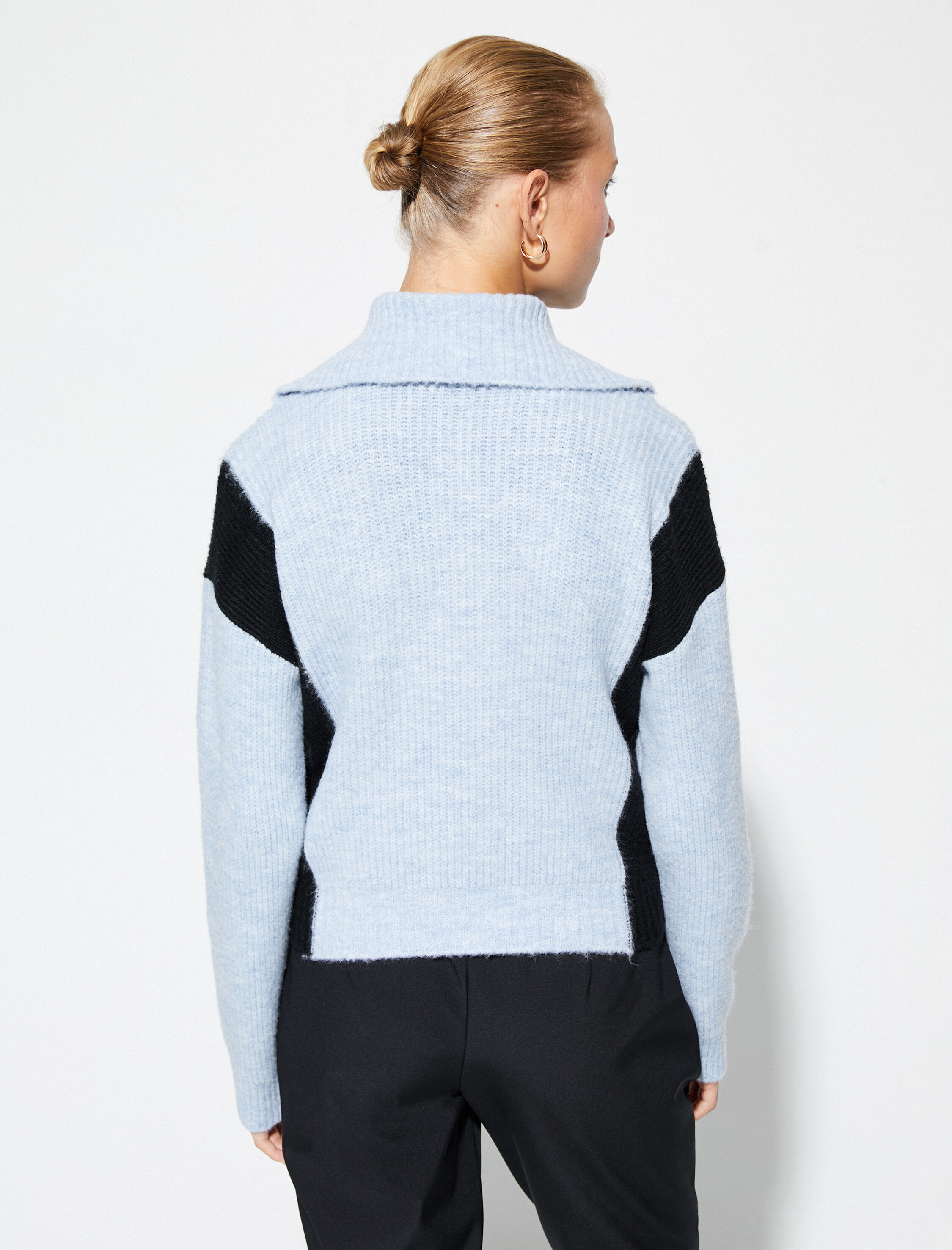   Yarım Fermuarlı Kazak Dik Yaka Örgü