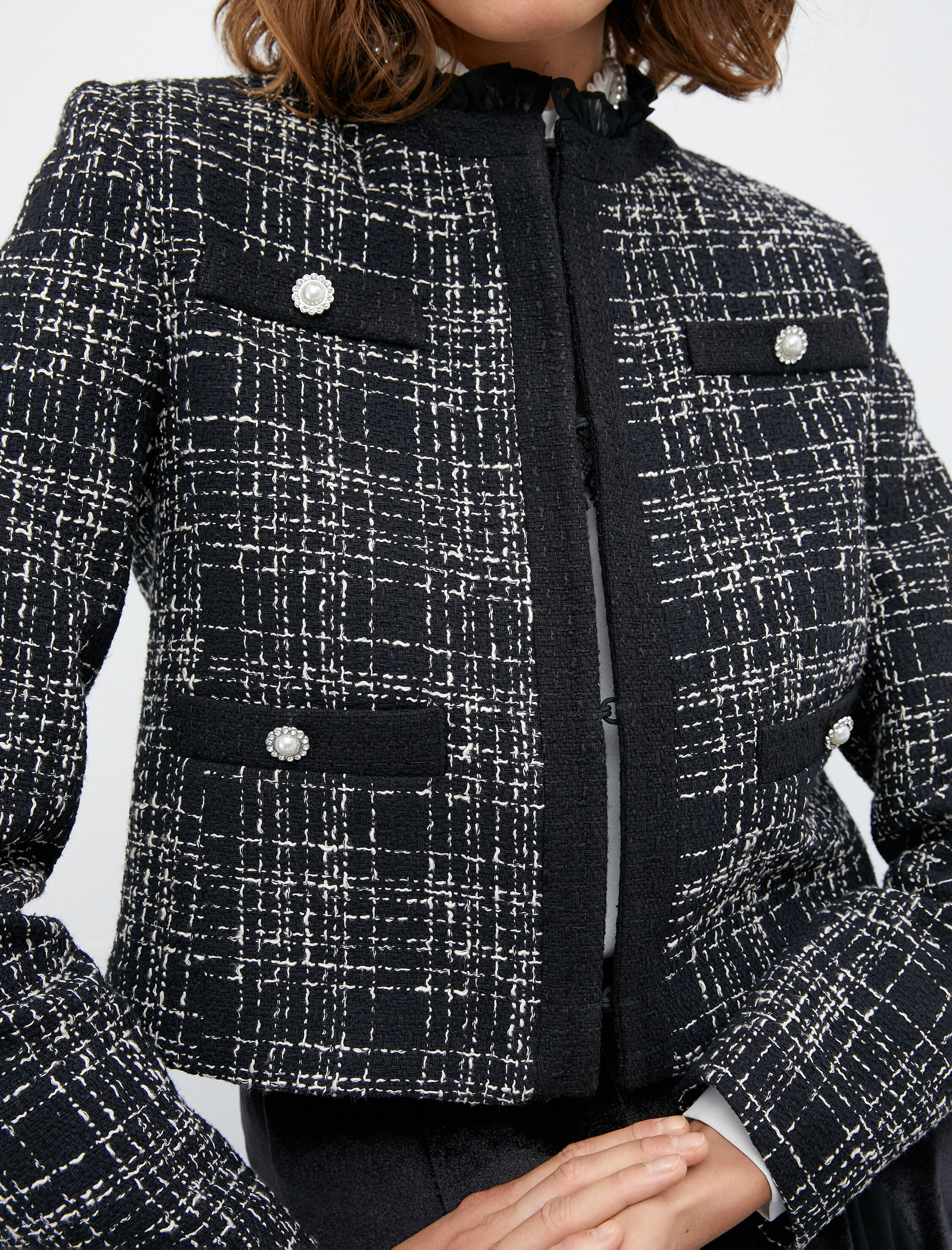   Melis Ağazat X Koton - İnci Düğmeli Tüvit Ceket