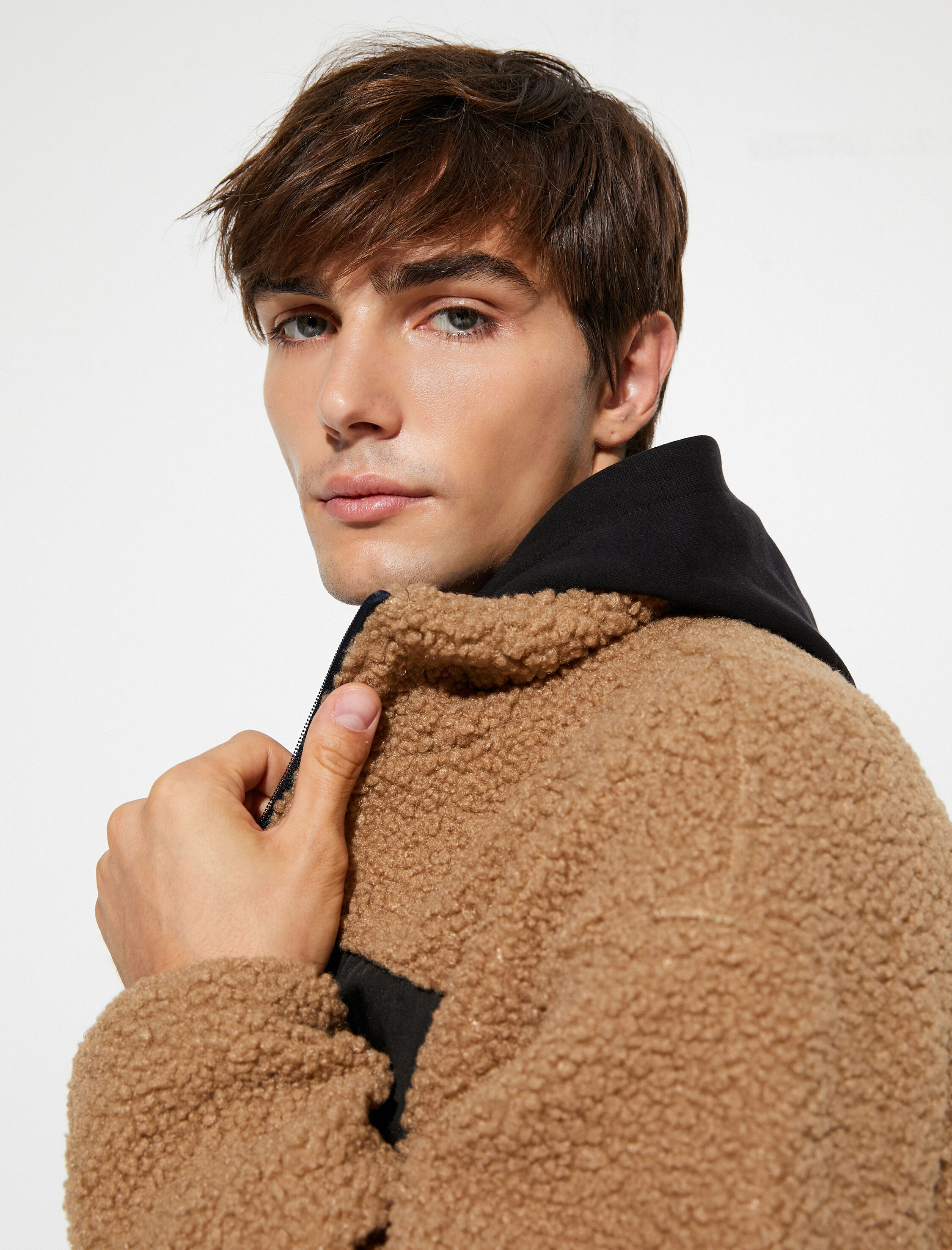   Peluş Ceket Fermuarlı Cep Detaylı Dik Yaka