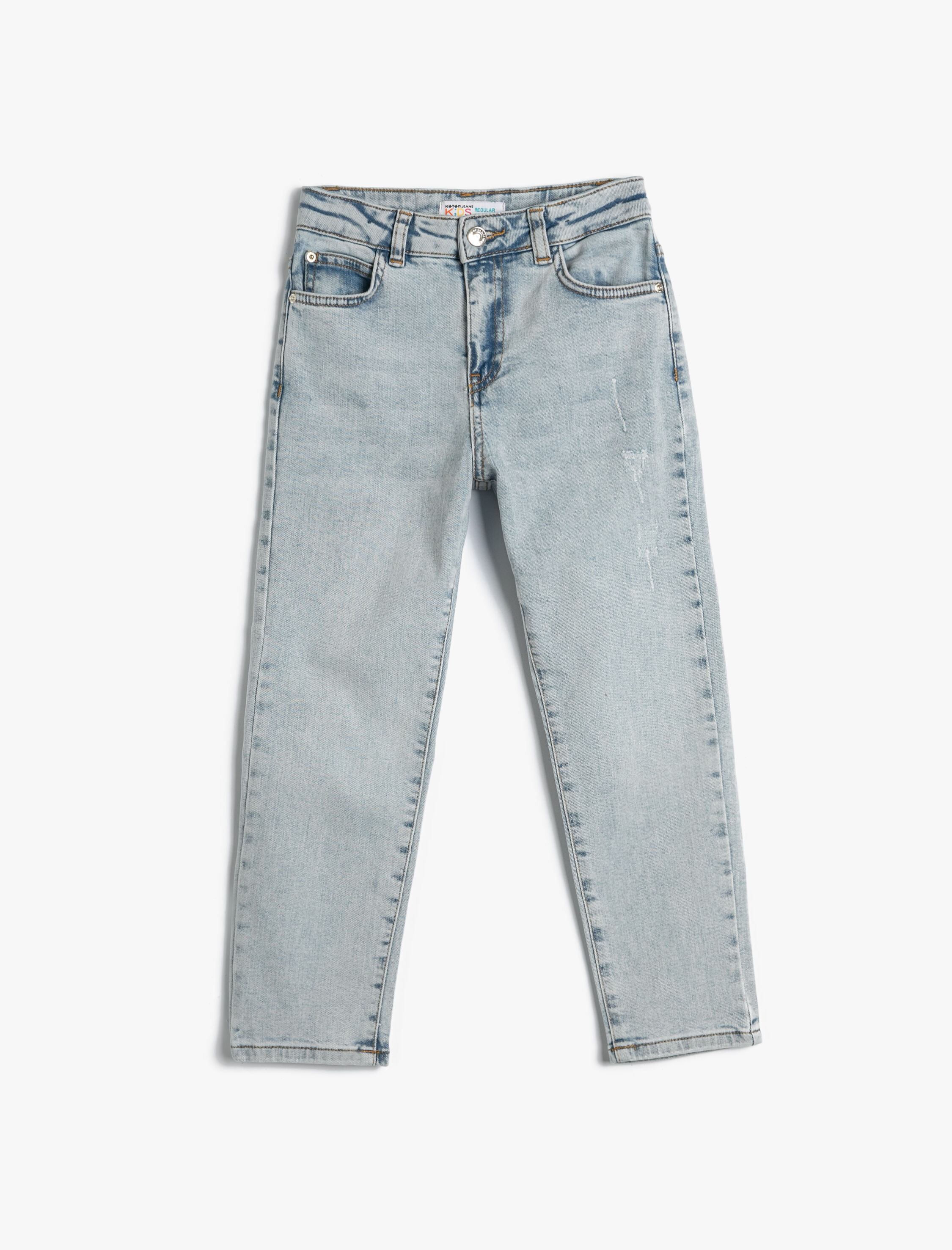  Erkek Çocuk Kot Pantolon Pamuklu Cepli Beli Ayarlanabilir Lastikli