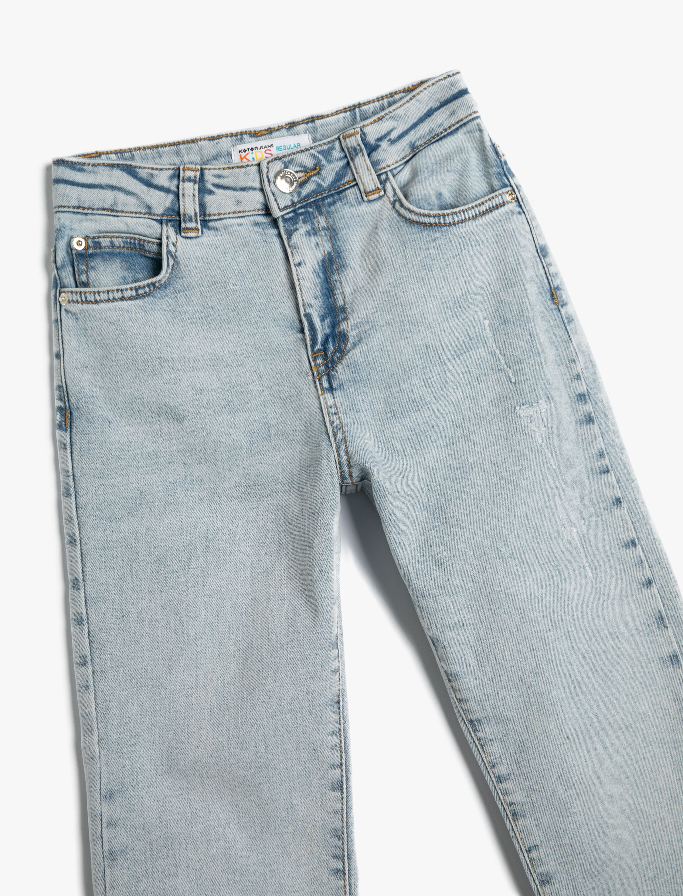  Erkek Çocuk Kot Pantolon Pamuklu Cepli Beli Ayarlanabilir Lastikli