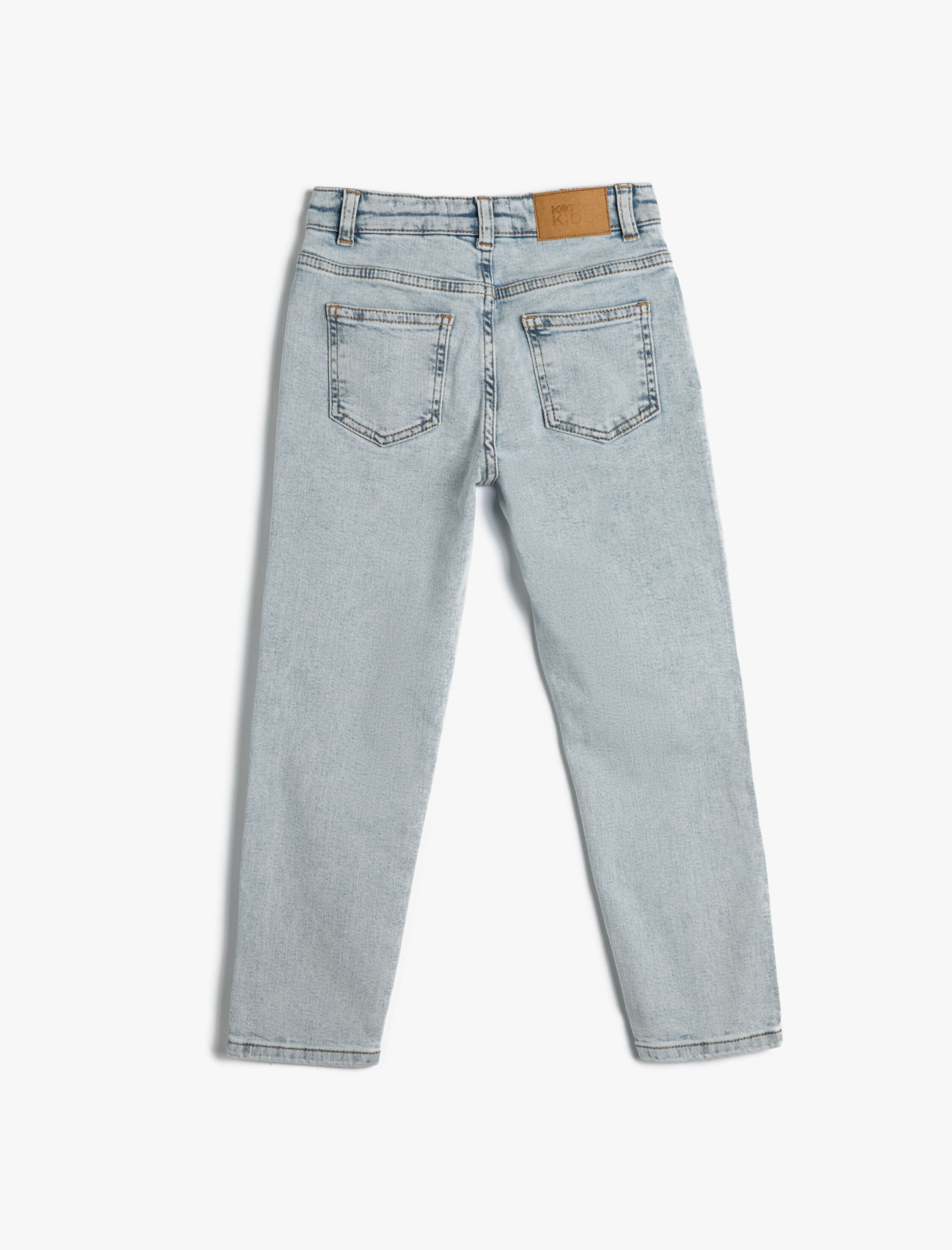  Erkek Çocuk Kot Pantolon Pamuklu Cepli Beli Ayarlanabilir Lastikli