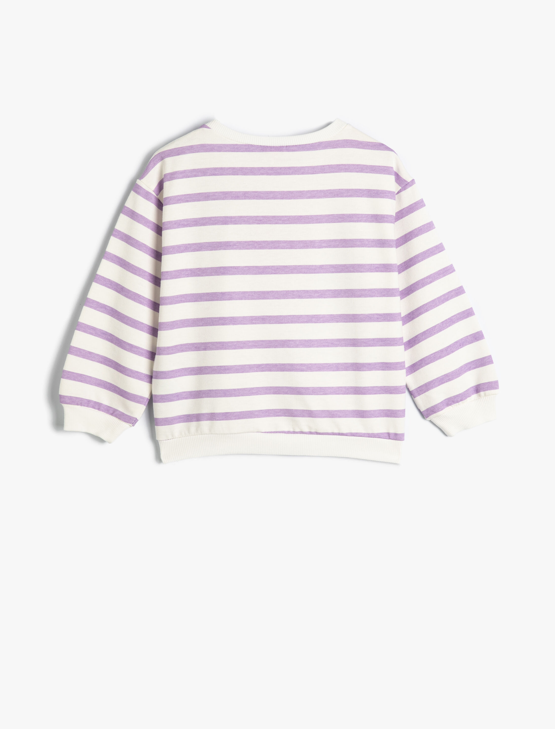  Kız Bebek Sweatshirt Bisiklet Yaka Uzun Kollu Kalp Aplikeli Pamuklu