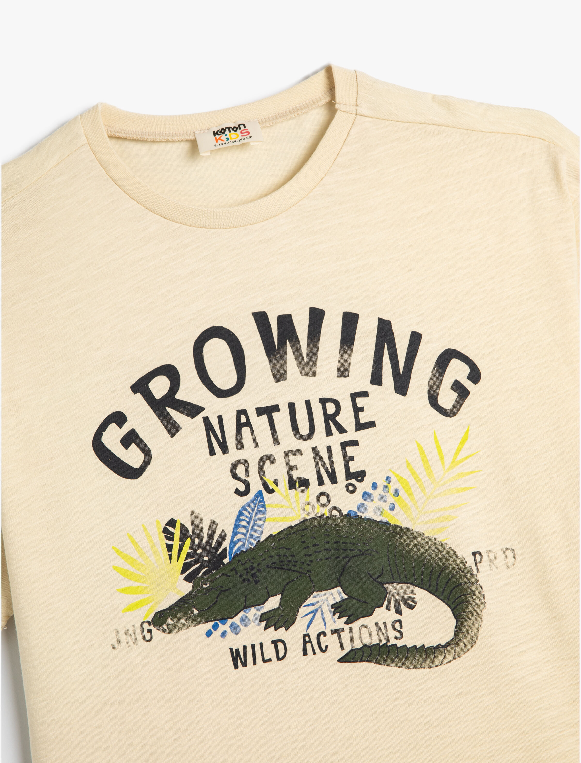  Erkek Çocuk Tişört Timsah Baskılı Kısa Kollu Bisiklet Yaka Pamuklu