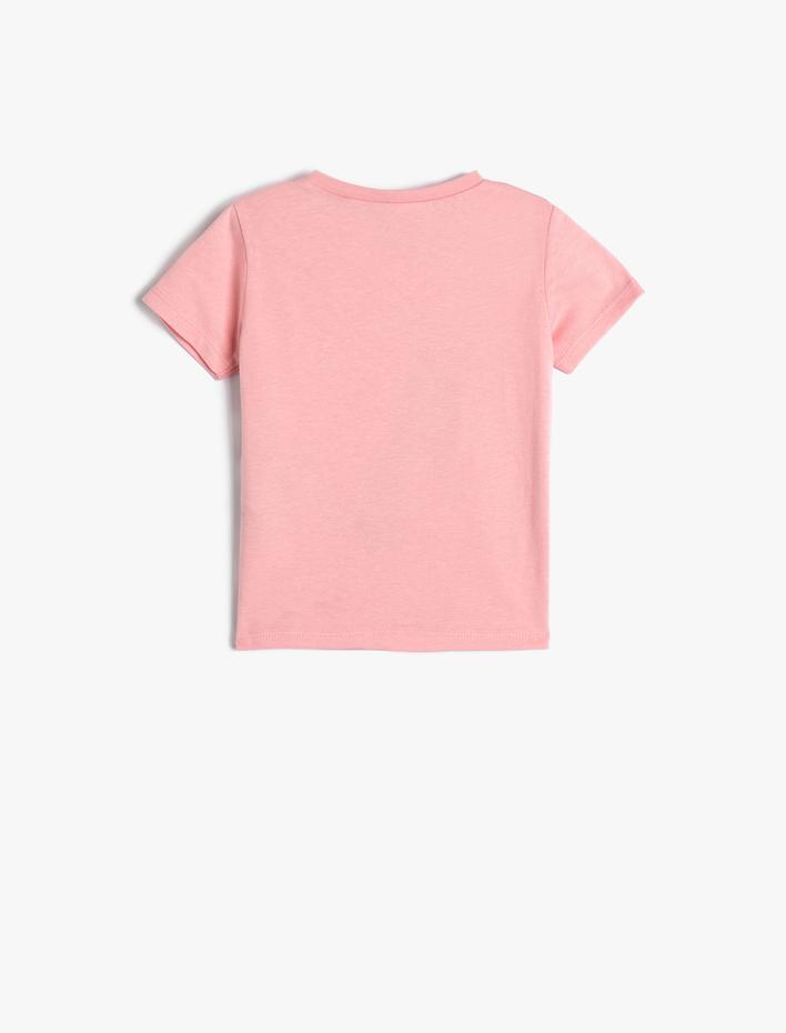 Kız Bebek Dondurma Baskılı Tişört Kısa Kollu Bisiklet Yaka Pamuklu