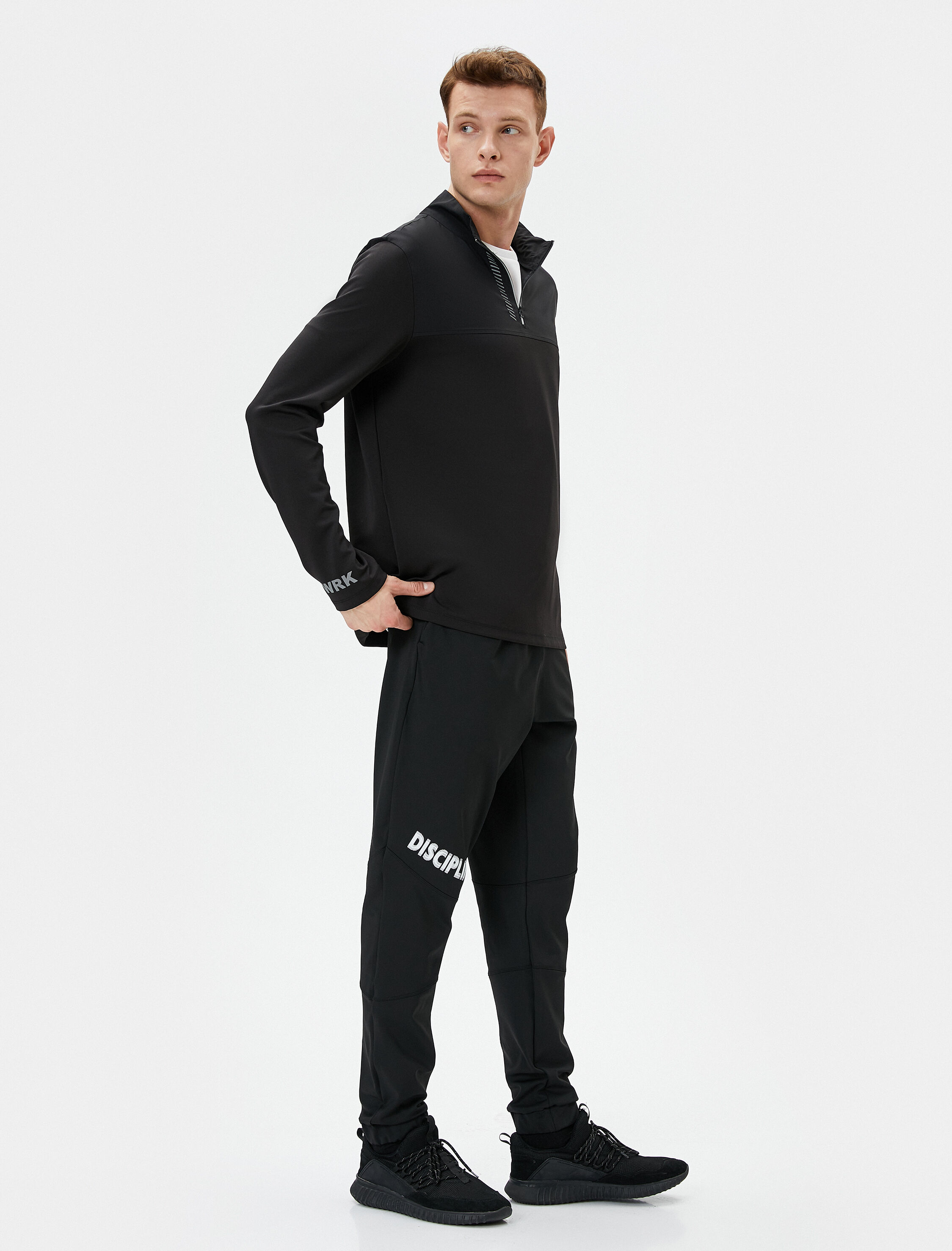   Spor Eşofman Altı Jogger Slogan Baskılı Beli Bağcıklı Cepli