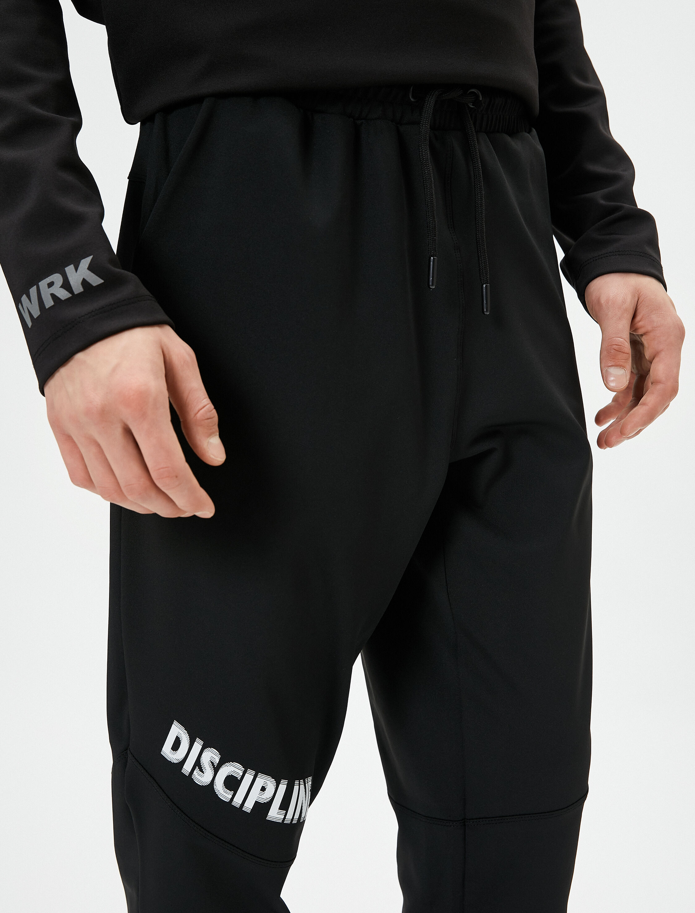   Spor Eşofman Altı Jogger Slogan Baskılı Beli Bağcıklı Cepli