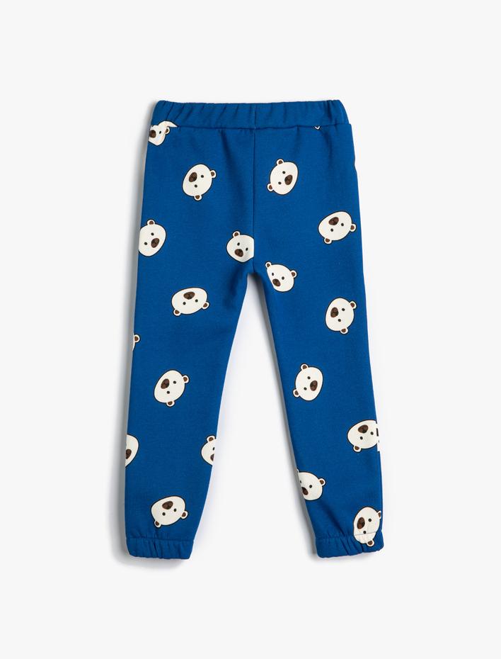 Erkek Bebek Jogger Eşofman Altı Ayıcık Baskılı Beli Bağlamalı