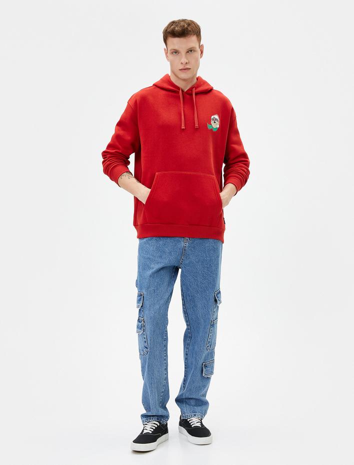  Tazmanya Canavarı Kanguru Cepli Hoodie Lisanslı Baskılı Şardonlu