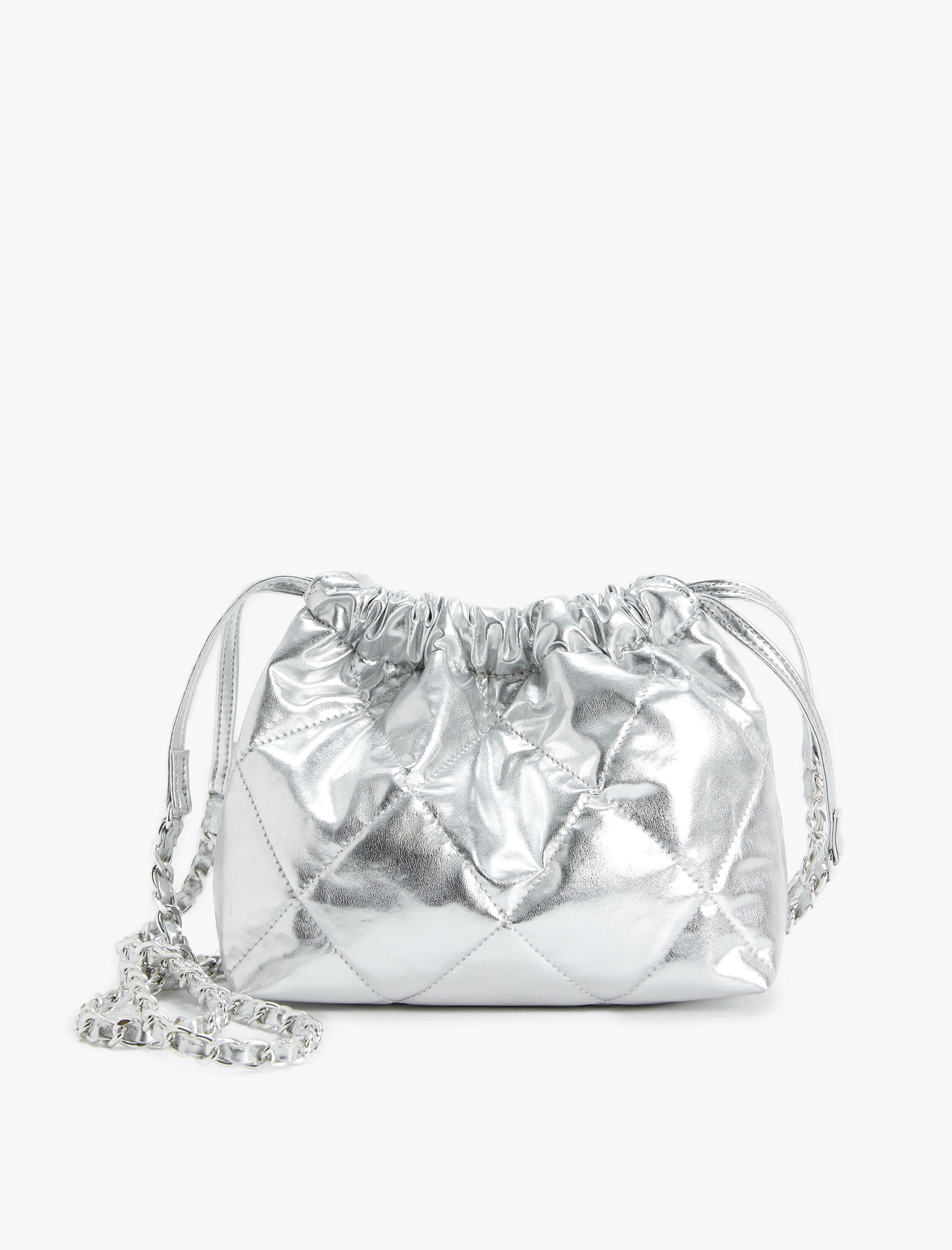  Kadın Büzgülü Parlak Kapitone Çanta Zincir Askı Detaylı - Melis Ağazat X Koton