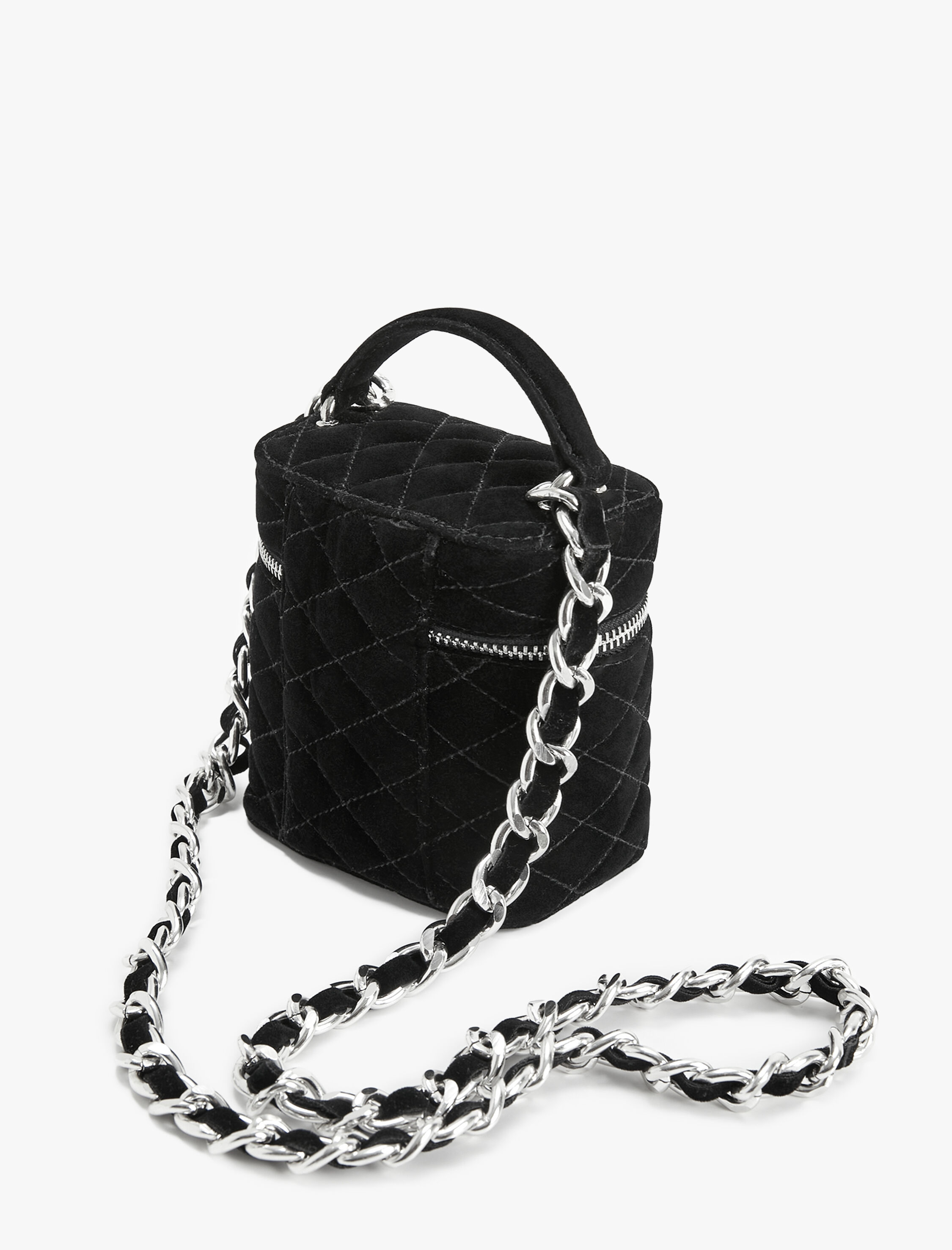  Kadın İnci Detaylı Kadife Mini Çapraz Çanta Kapitone - Melis Ağazat X Koton