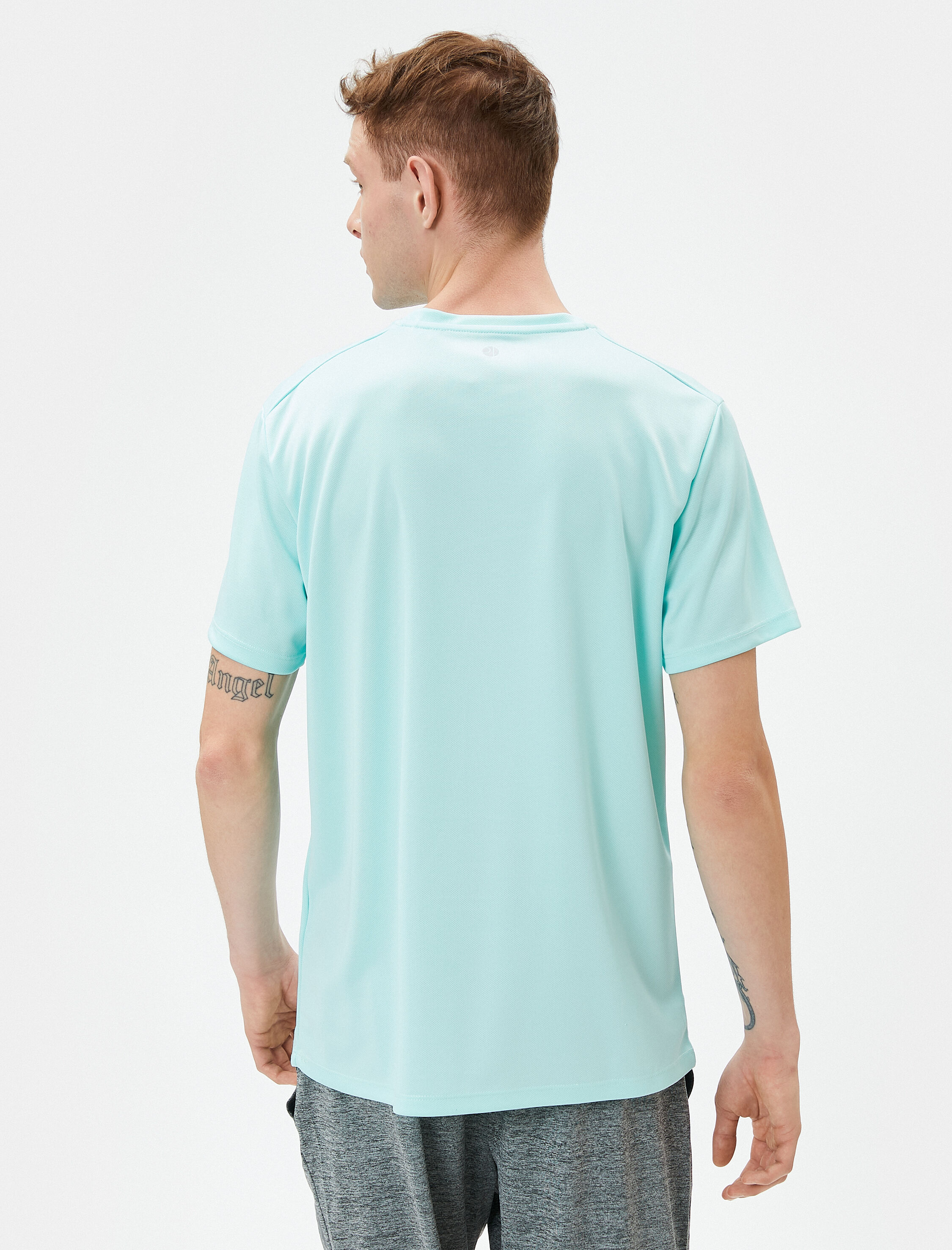   Spor Tişört Bisiklet Yaka Reflektör Baskılı Kısa Kollu