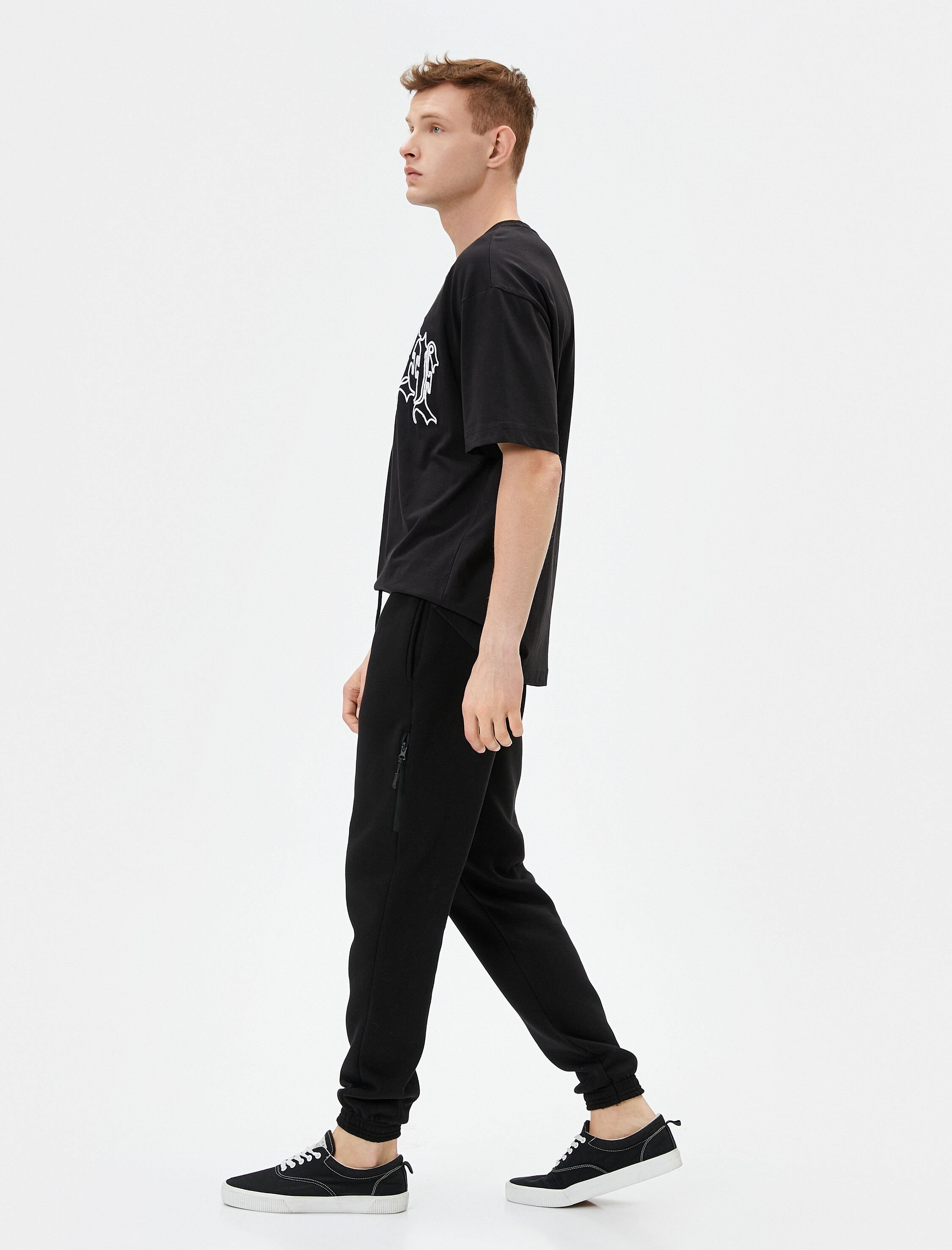   Jogger Eşofman Altı Beli Bağcıklı Fermuar Detaylı Cepli Şardonlu