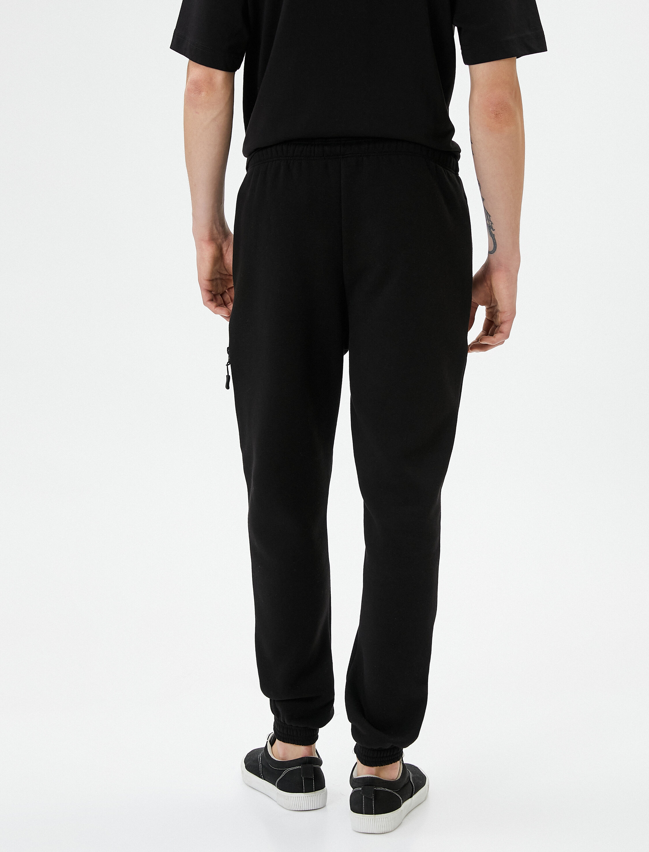   Jogger Eşofman Altı Beli Bağcıklı Fermuar Detaylı Cepli Şardonlu