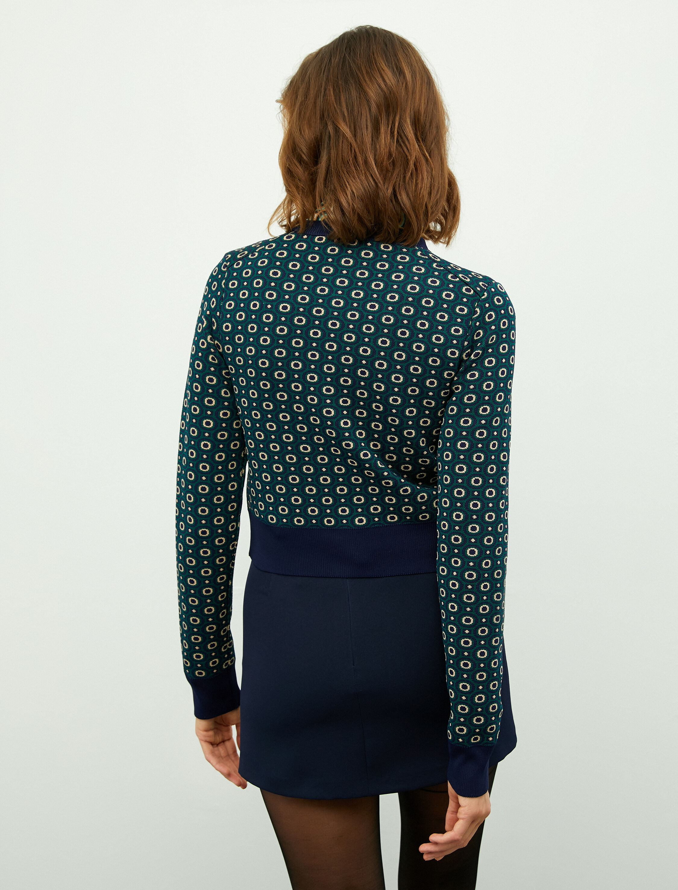   Melis Ağazat X Koton - Geometrik Desenli Gold Düğmeli Hırka