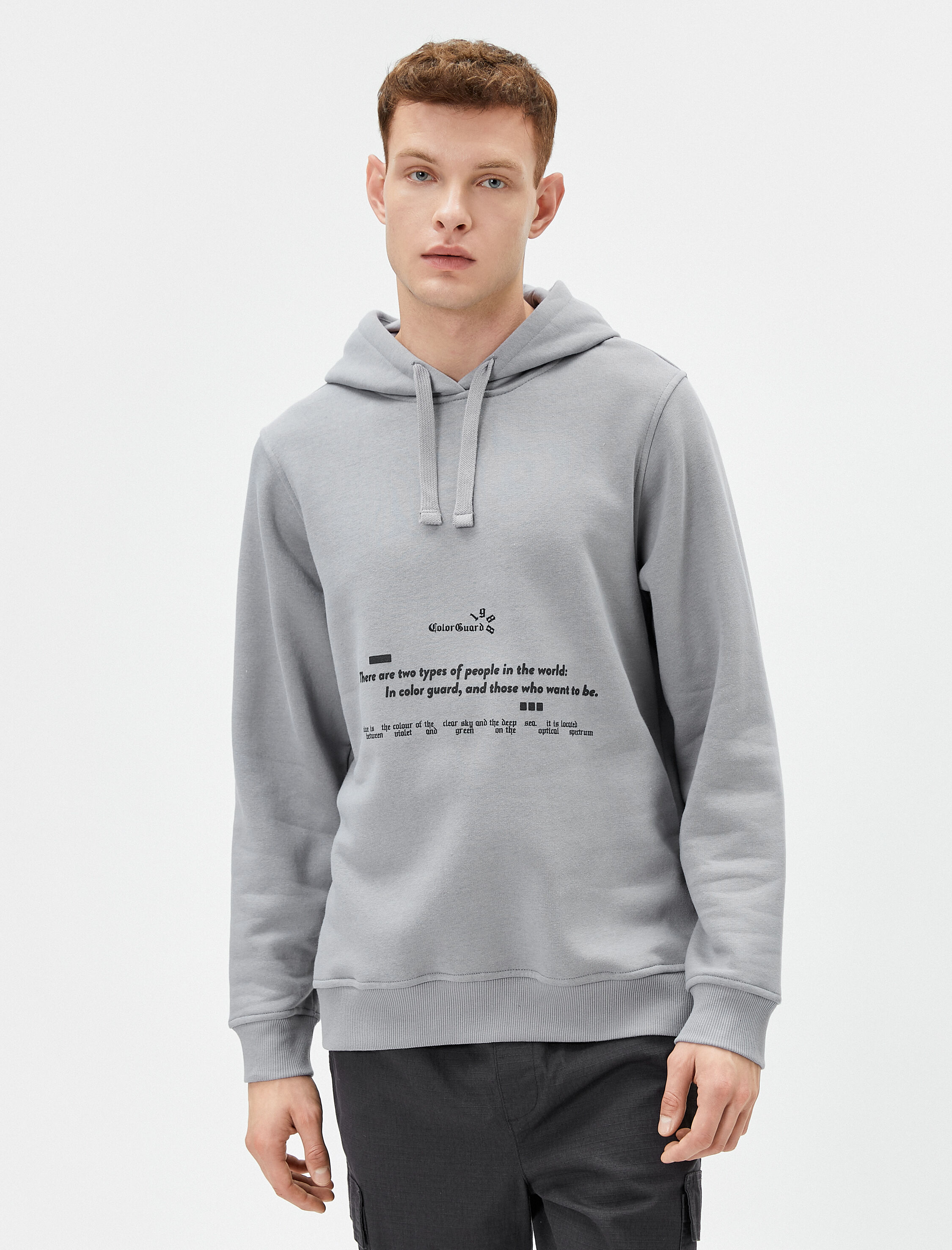   Arkası Baskılı Sweatshirt Kapşonlu Sloganlı Uzun Kollu Şardonlu