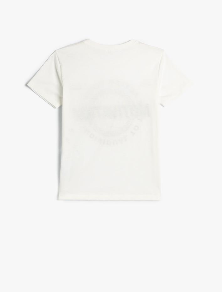 Erkek Çocuk Tişört Kısa Kollu Slogan Baskılı Bisiklet Yaka Pamuklu