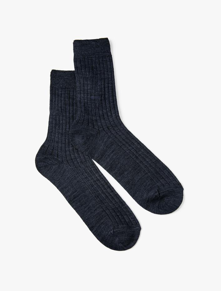 Erkek Soket Çorap Kalın Dokulu Yün Karışımlı