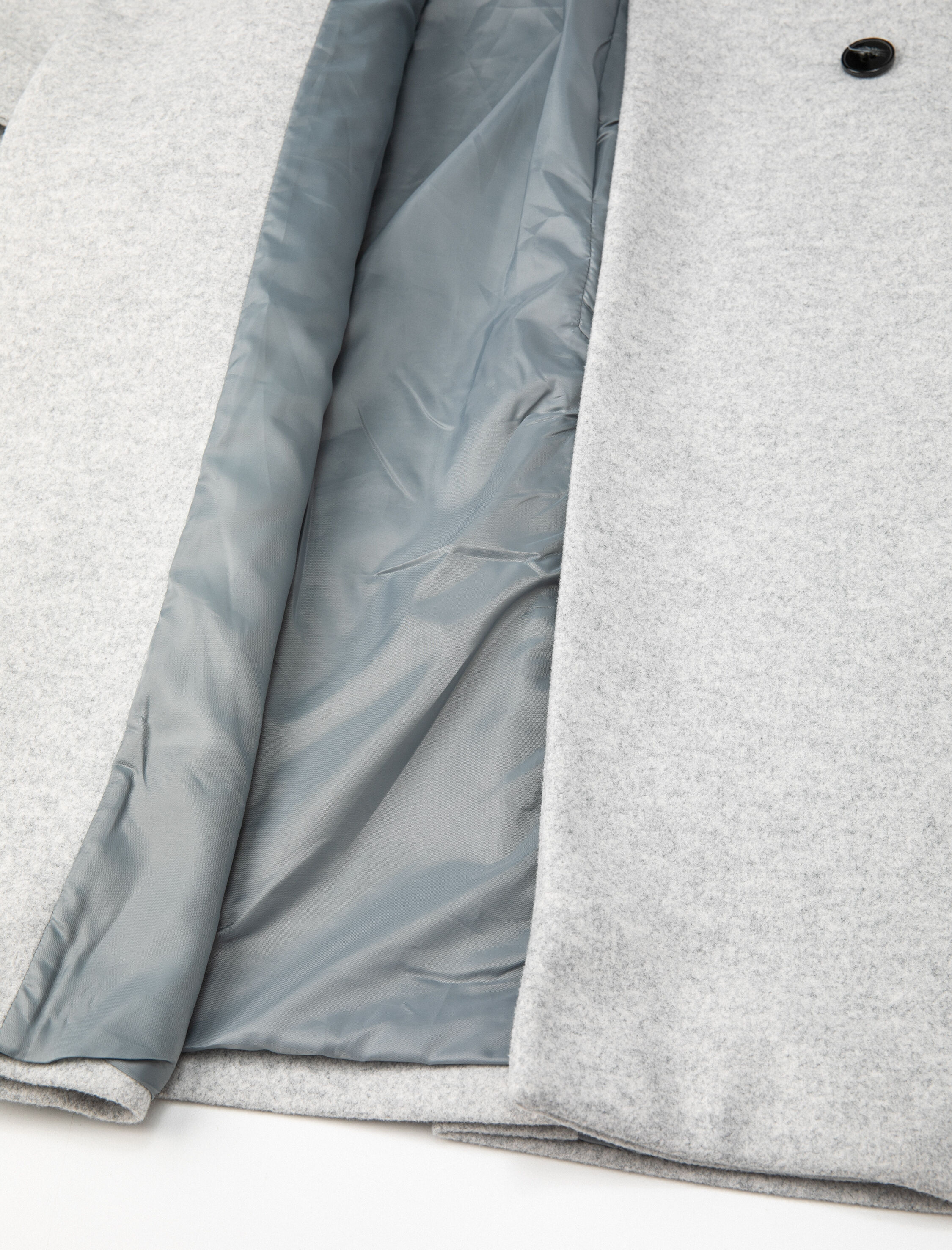   Uzun Kaşe Kaban Beli Kuşaklı Kruvaze Düğmeli Cepli