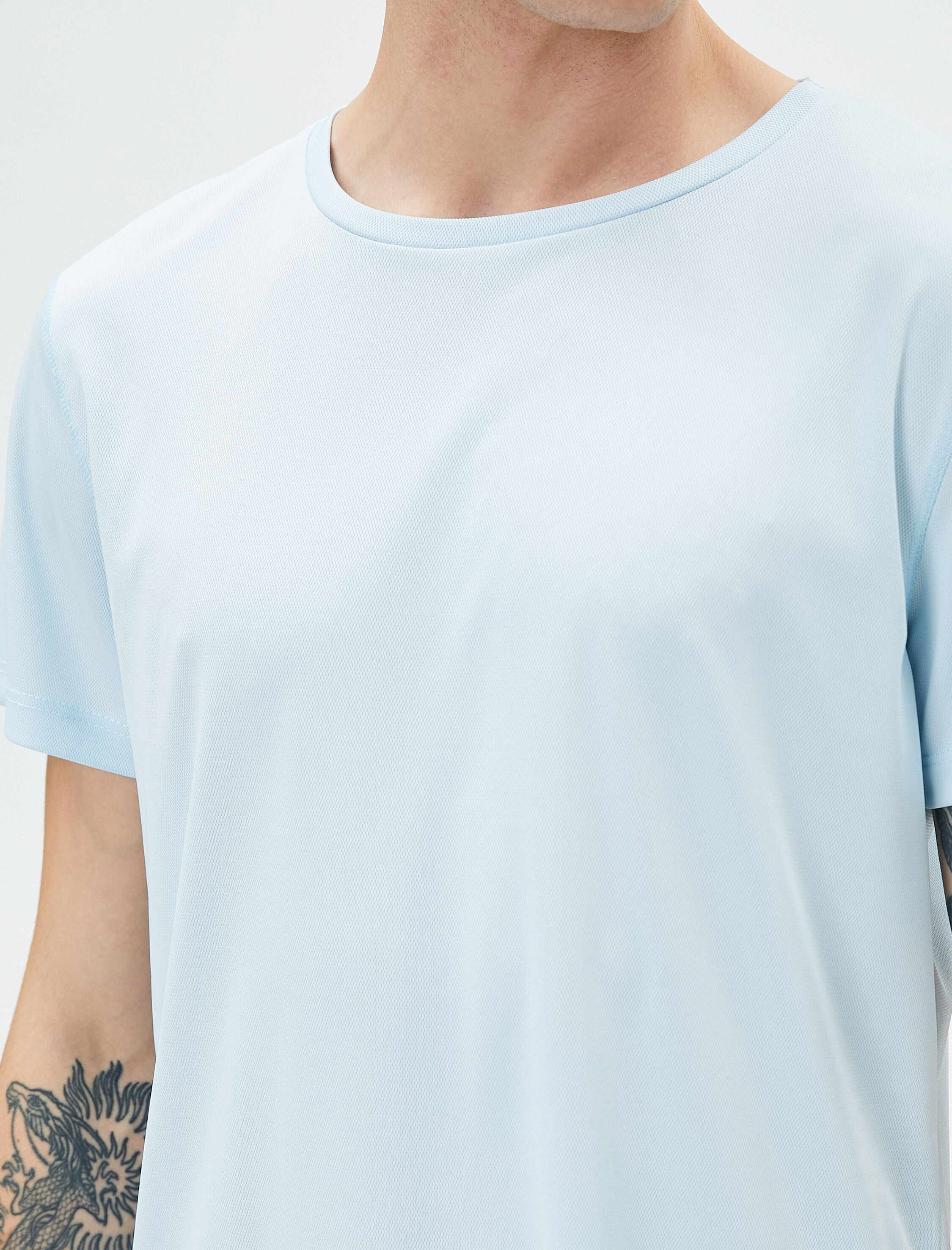   Spor Tişört Bisiklet Yaka Reflektör Baskılı Kısa Kollu