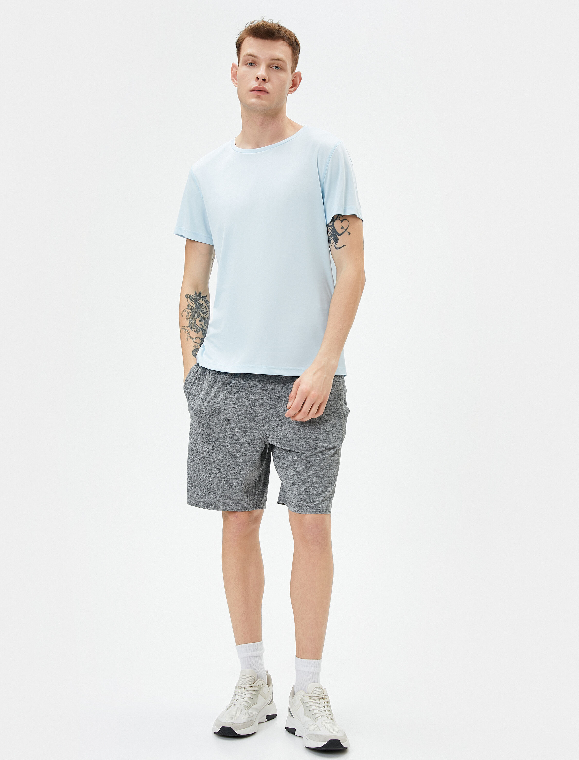   Spor Tişört Bisiklet Yaka Reflektör Baskılı Kısa Kollu