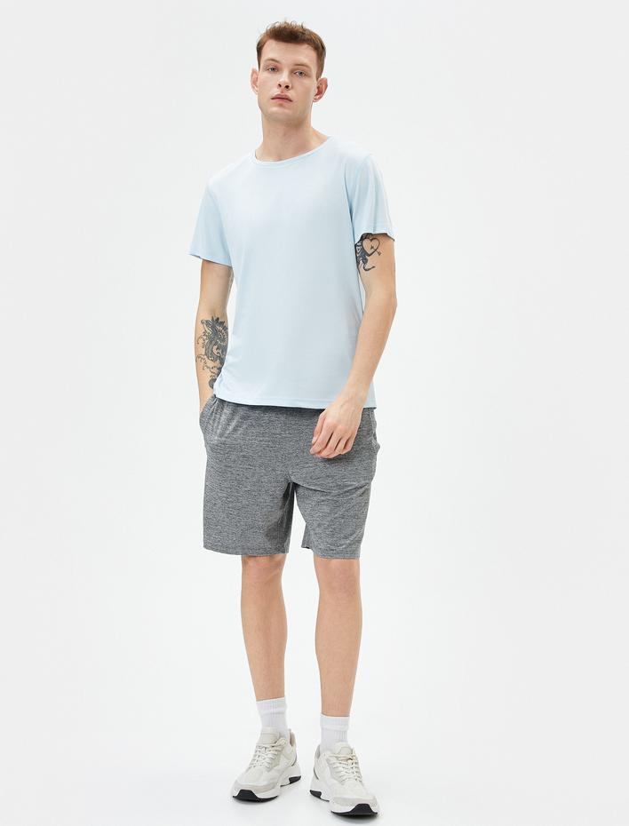  Spor Tişört Bisiklet Yaka Reflektör Baskılı Kısa Kollu