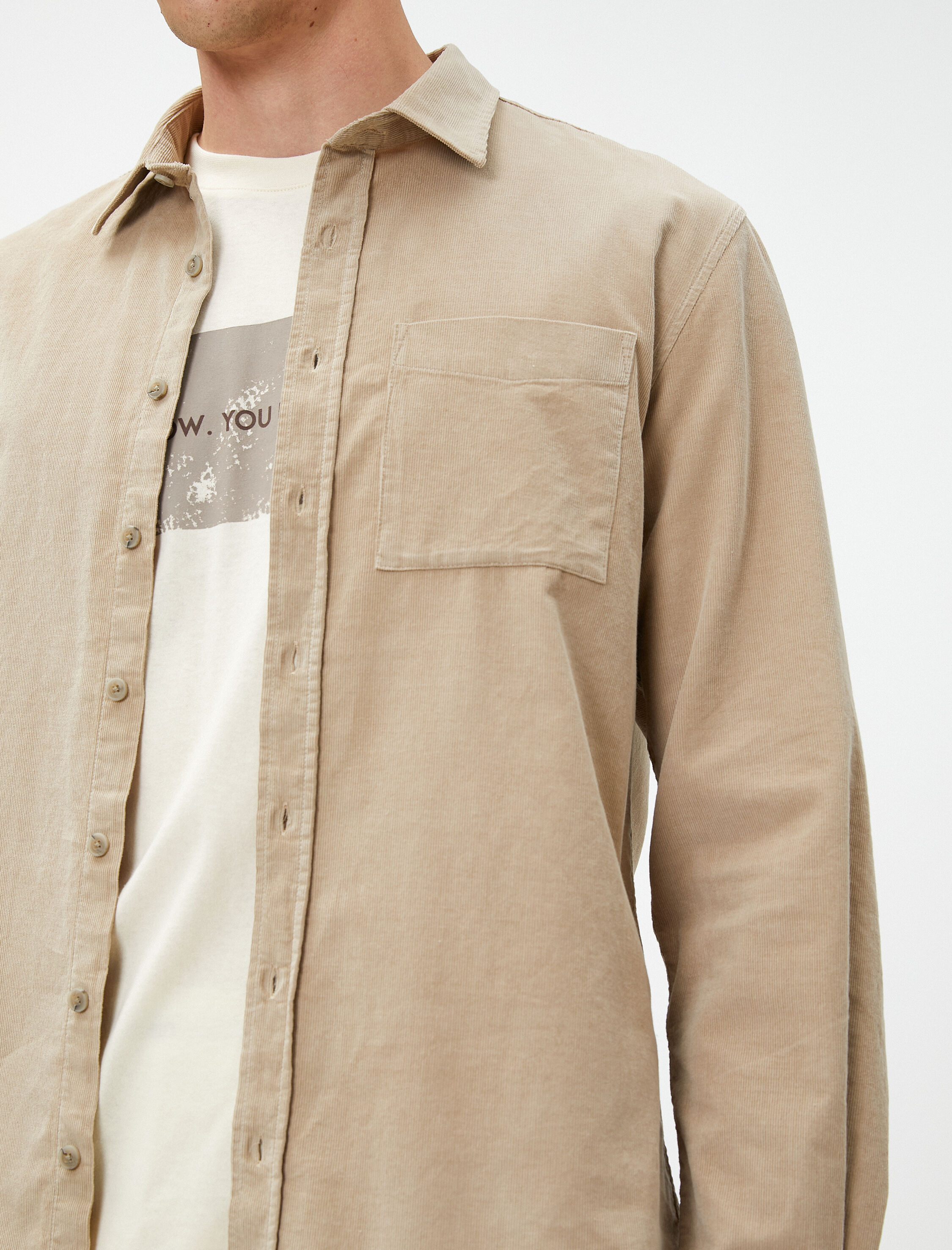   Fitilli Gömlek Düğmeli Klasik Yaka Cep Detaylı