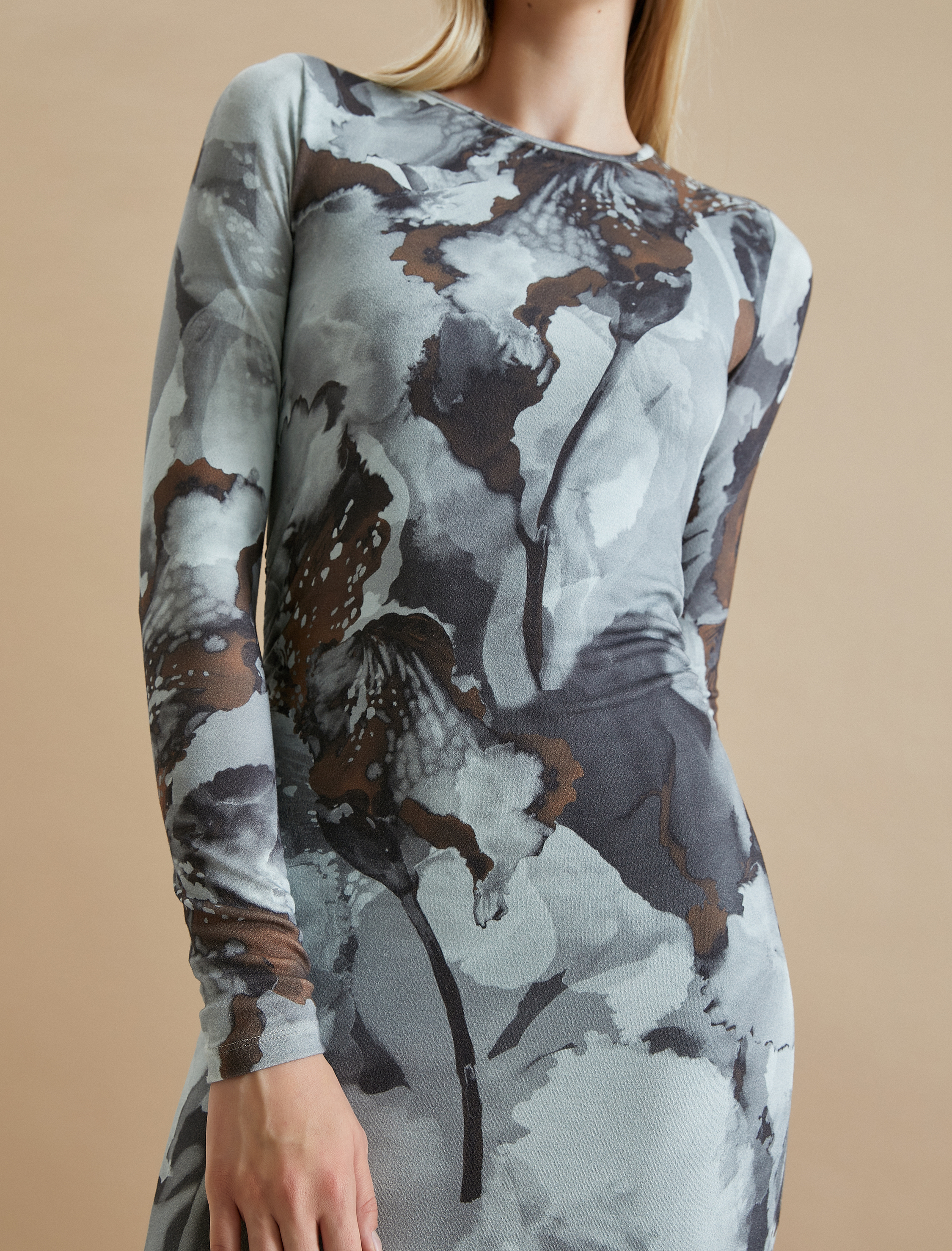   Koton X Şahika Ercümen - Kalem Elbise Uzun Kollu Dik Yaka Yırtmaçlı