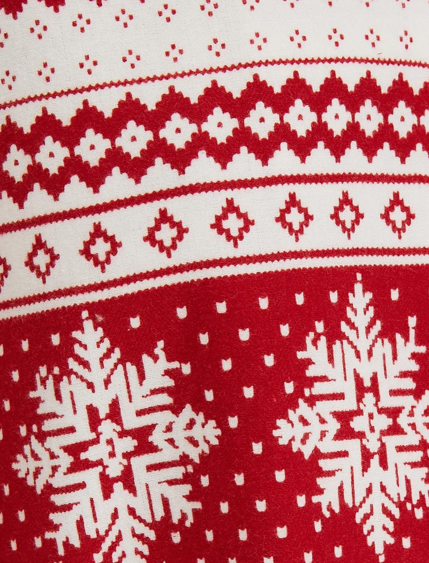   Yılbaşı Temalı Pijama Üstü Uzun Kollu Bisiklet Yaka