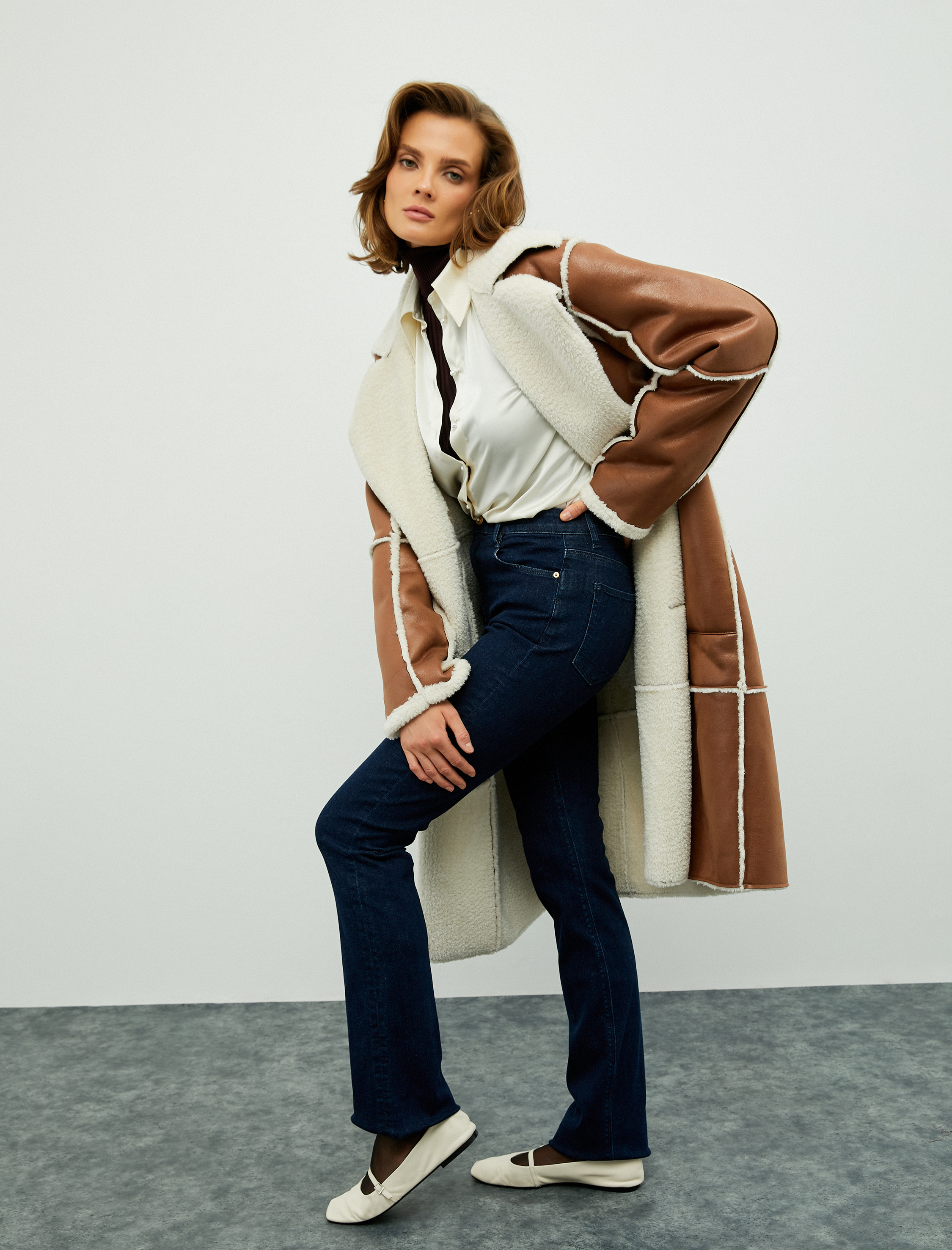   Melis Ağazat X Koton - Slim Fit İspanyol Paça Kot Pantolon Standart Bel Pamuklu Cepli - Flare Slim Jean