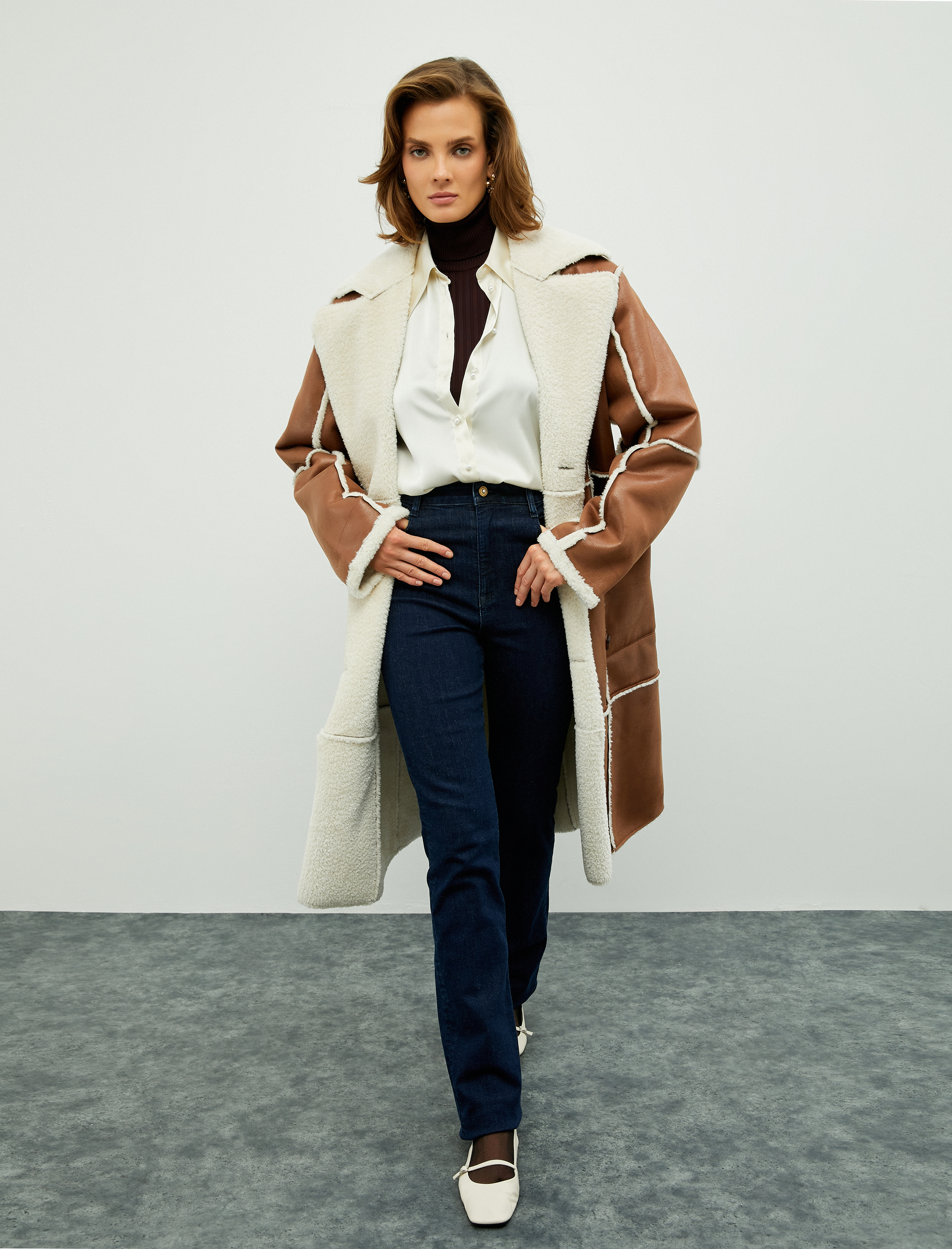   Melis Ağazat X Koton - Slim Fit İspanyol Paça Kot Pantolon Standart Bel Pamuklu Cepli - Flare Slim Jean