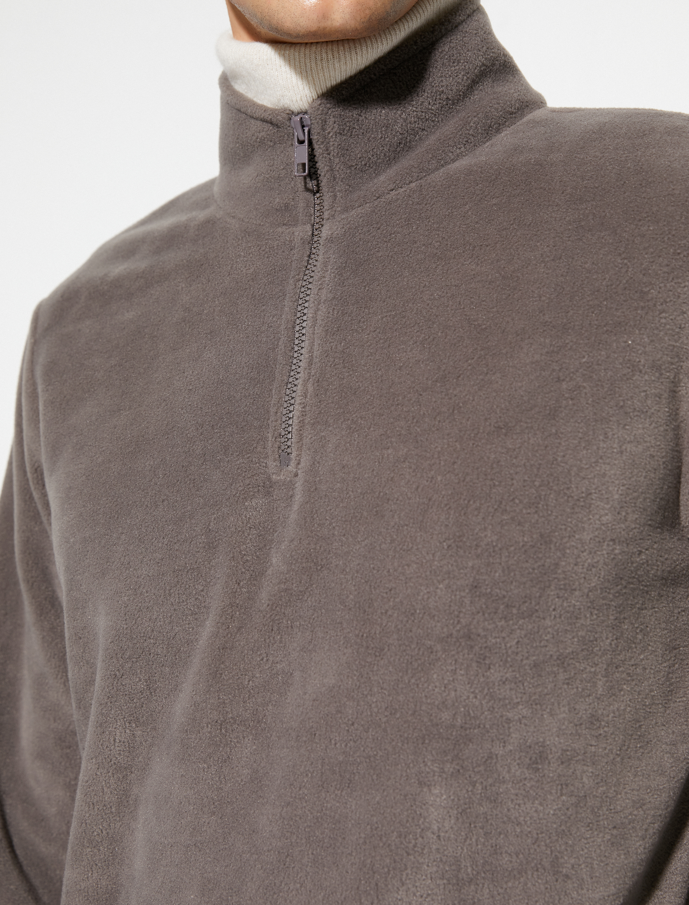   Polar Sweatshirt Yarım Fermuarlı Dik Yaka Uzun Kollu