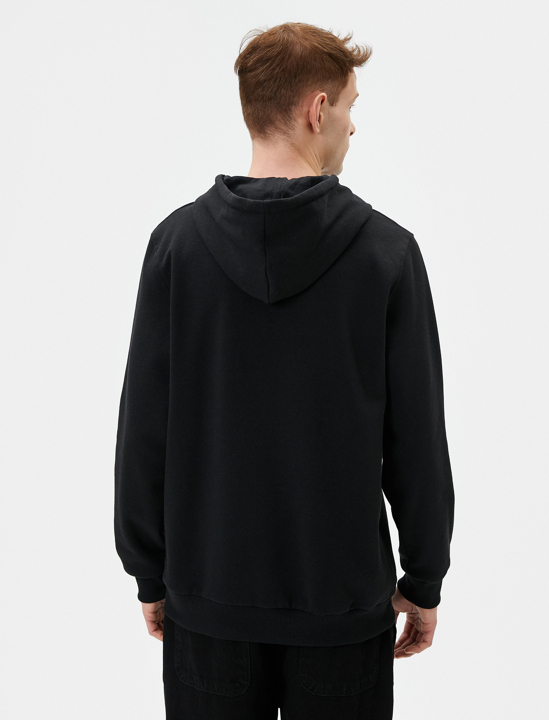   Slogan İşlemeli Hoodie Kanguru Cep Detaylı