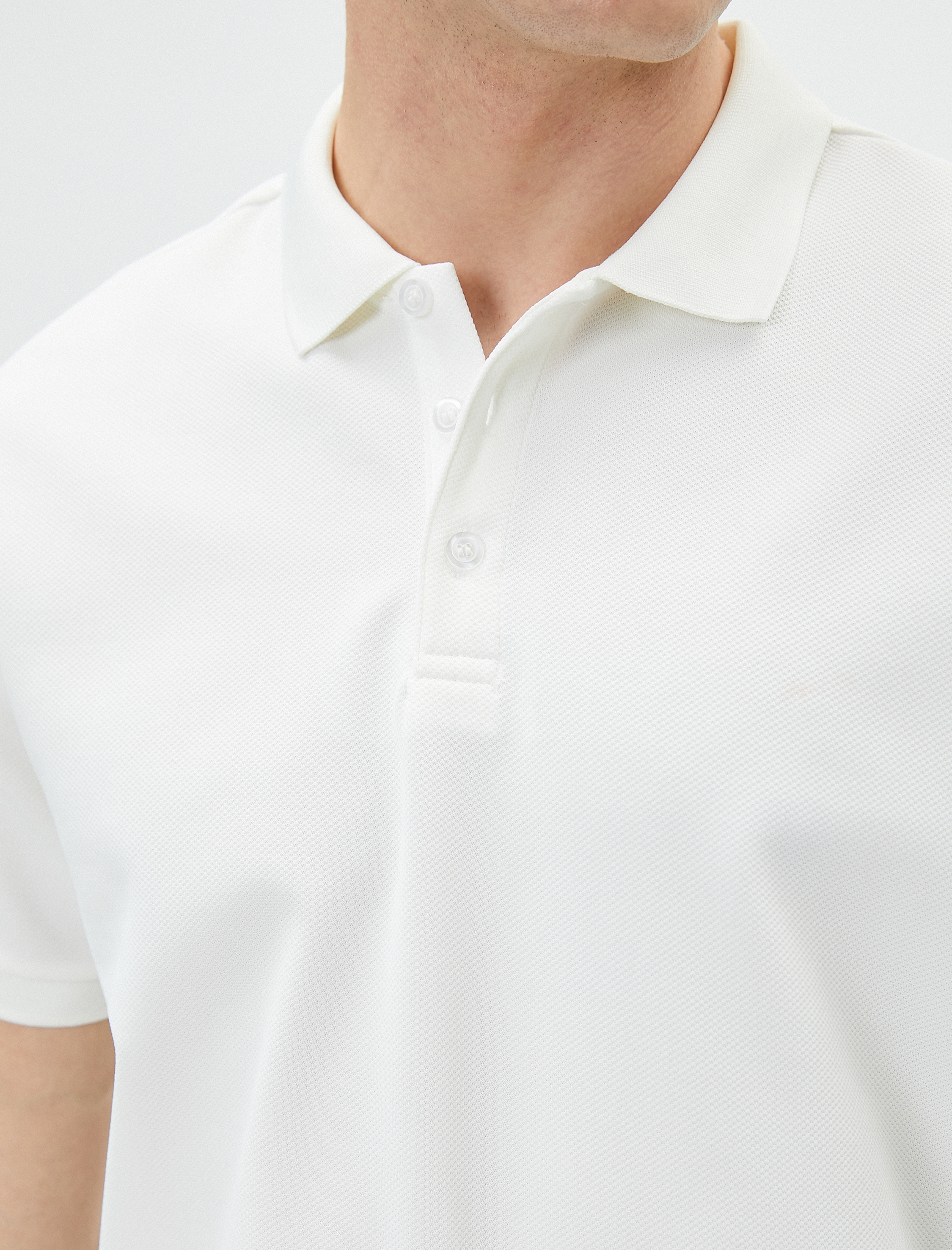   Yakalı Tişört Slim Fit Düğmeli Kısa Kollu