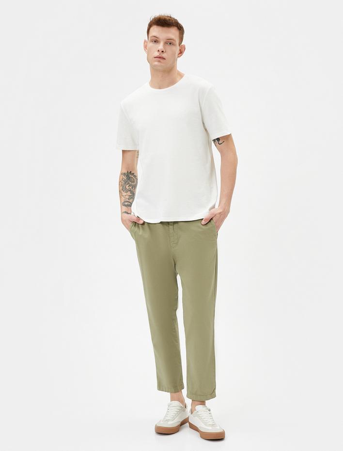  Basic Tişört Dokulu Etiket Baskılı Bisiklet Yaka Kısa Kollu