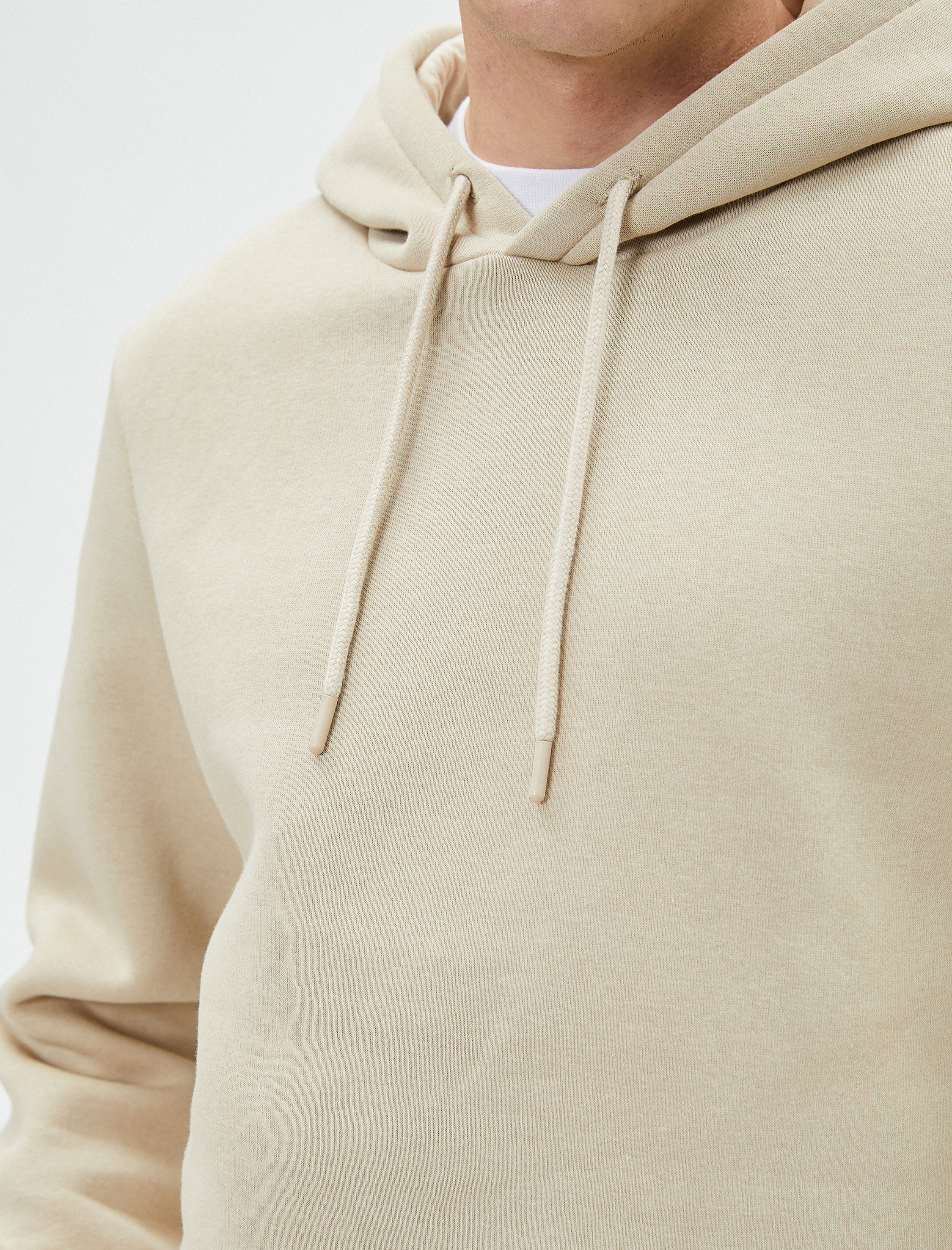   Basic Kapşonlu Sweatshirt Uzun Kollu Ribanalı Şardonlu